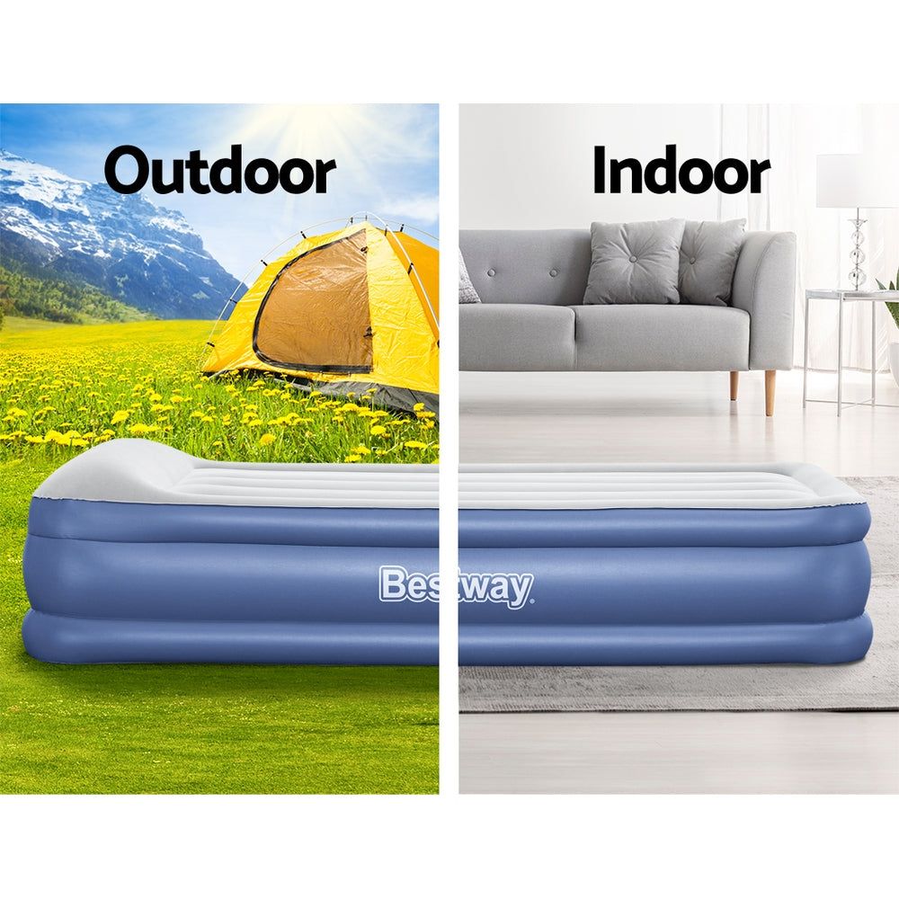 Bestway Single Size Air Mattress - Portable & Comfortable Inflatable Bed for Camping, Travel & Guest Use