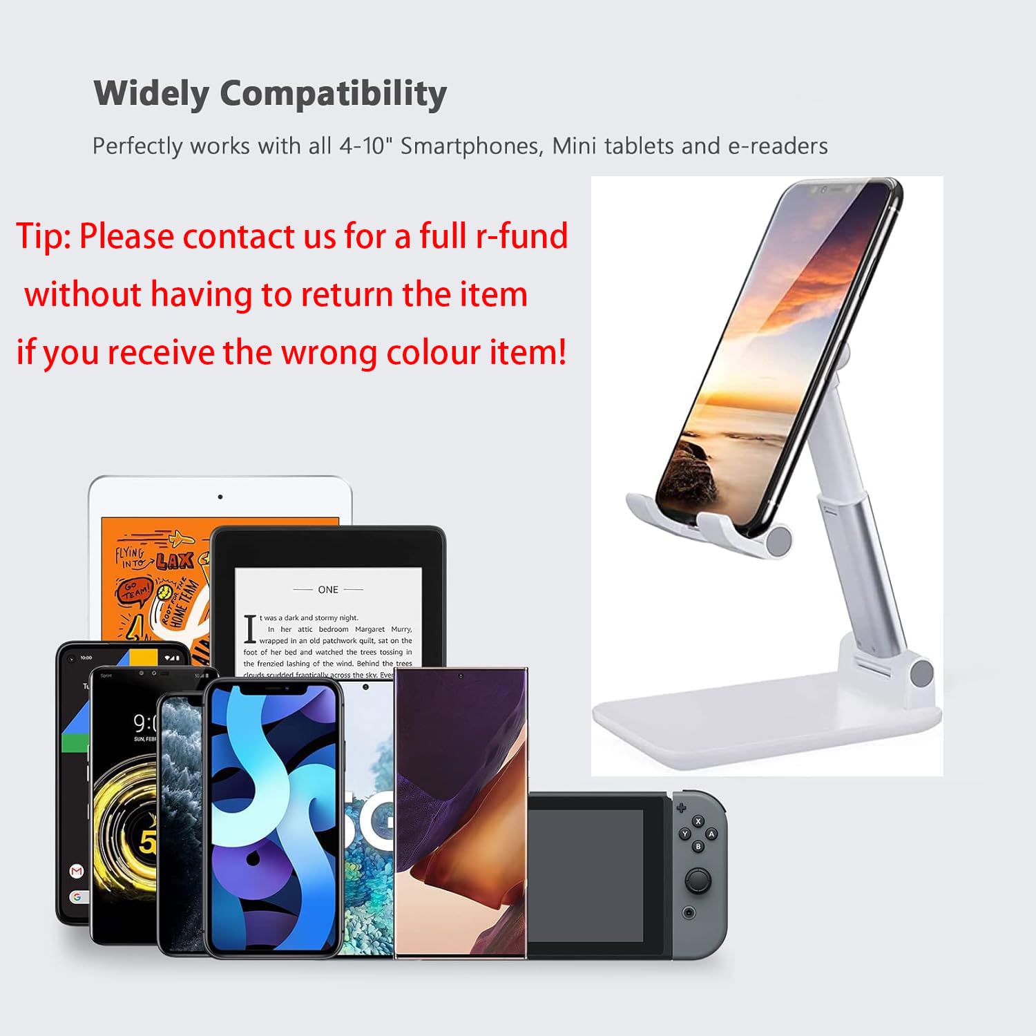 Adjustable Foldable Phone Stand for Desk - Compatible with iPhone 16/15/14 - Perfect for Work & Video Calls