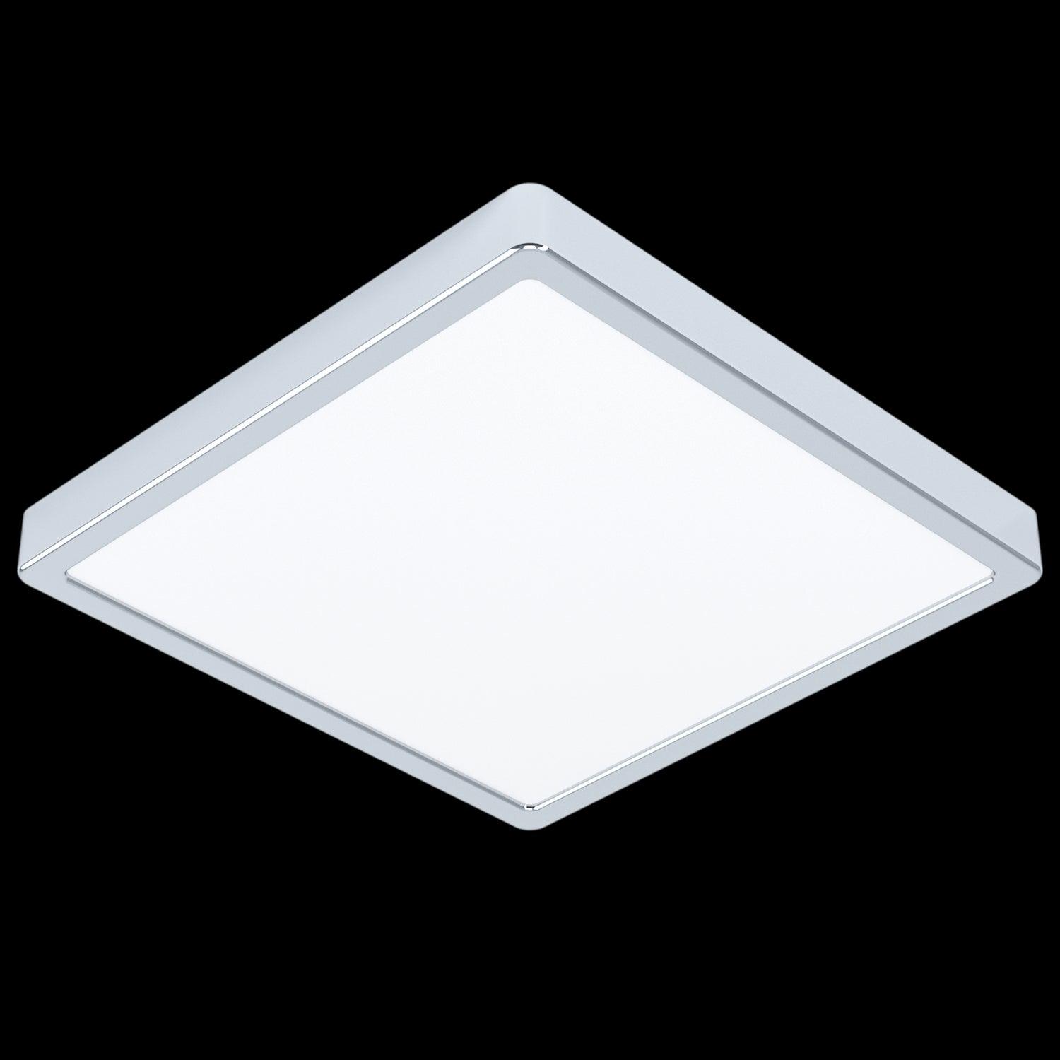 Eglo Fueva 5-LED Modern Chrome Square Flush Mount Ceiling Light - IP44 Rated Waterproof Bathroom Lighting for Kitchen, Hallway & Bedroom