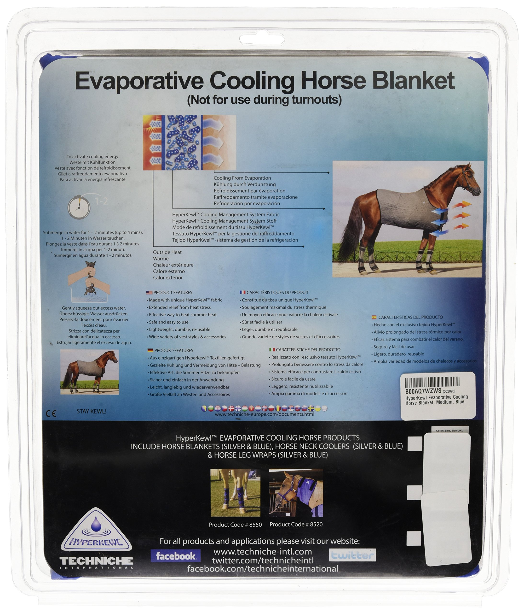 HyperKewl Evaporative Cooling Horse Blanket - Medium Size, Breathable & Lightweight Summer Cooling Sheet for Horses - Blue - Perfect for Hot Weather Riding, Training & Outdoor Activities