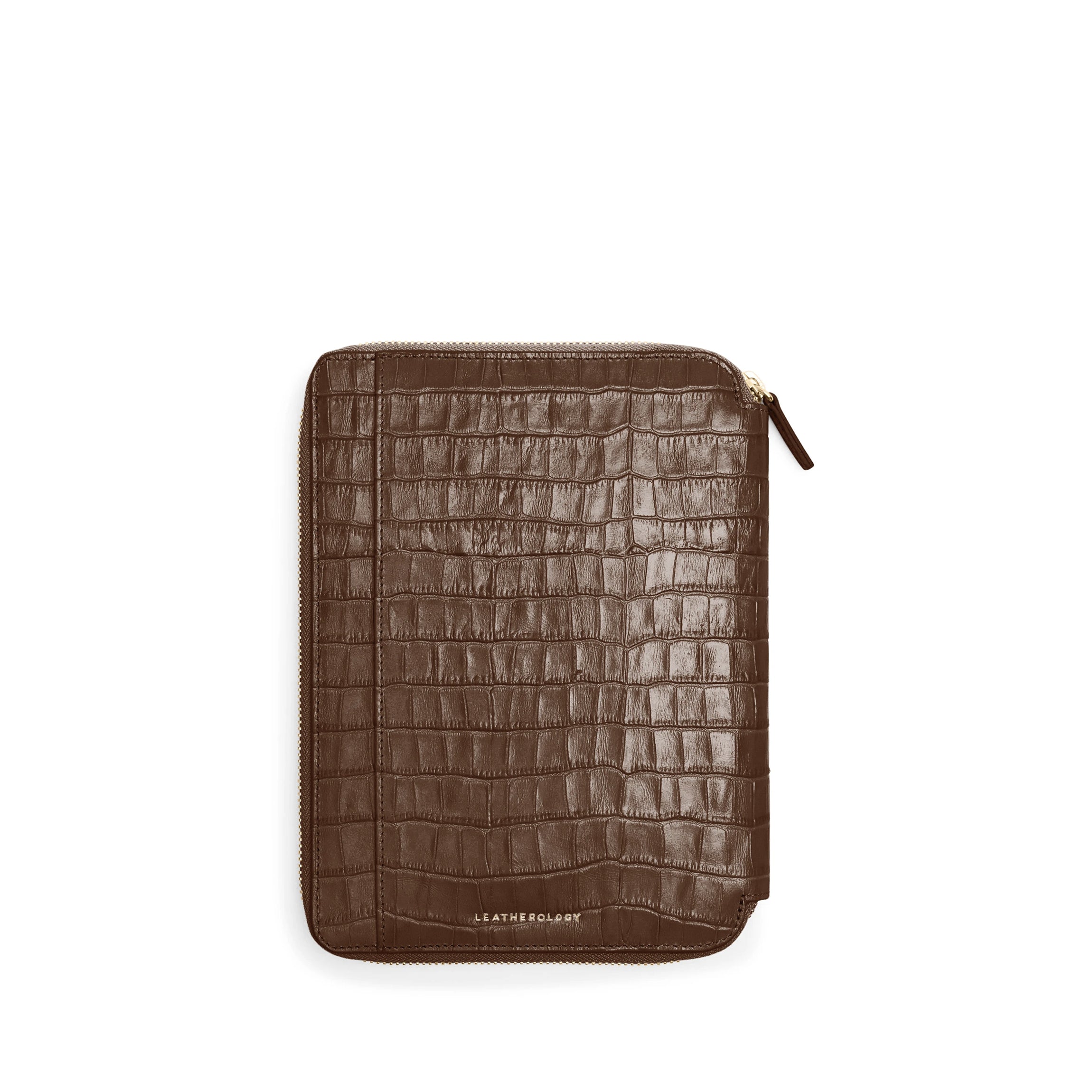 Premium A5 Zippered Leather Journal - Cocoa Croc Embossed Cover for Writing, Sketching & Travel | Perfect Gift for Writers & Students