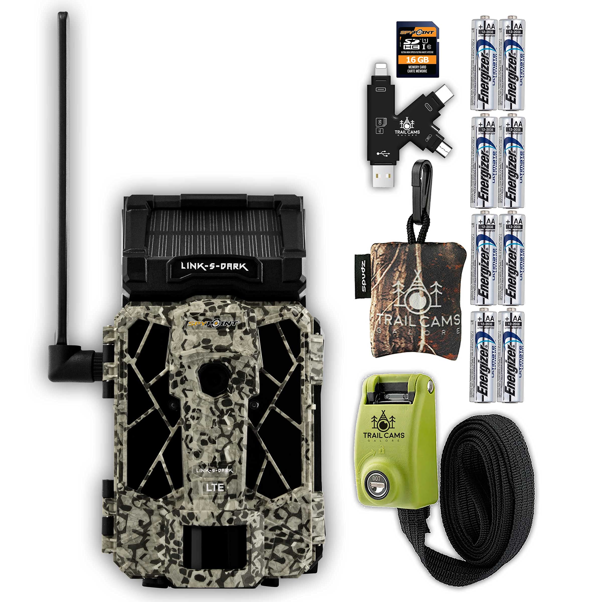 Spypoint Link-S-Dark Trail Camera with 32GB SD Card, Card Reader & Batteries - Night Vision Game Camera with Reinforced Strap & Microfiber Cloth - Ideal for Hunting, Wildlife Monitoring & Outdoor Security