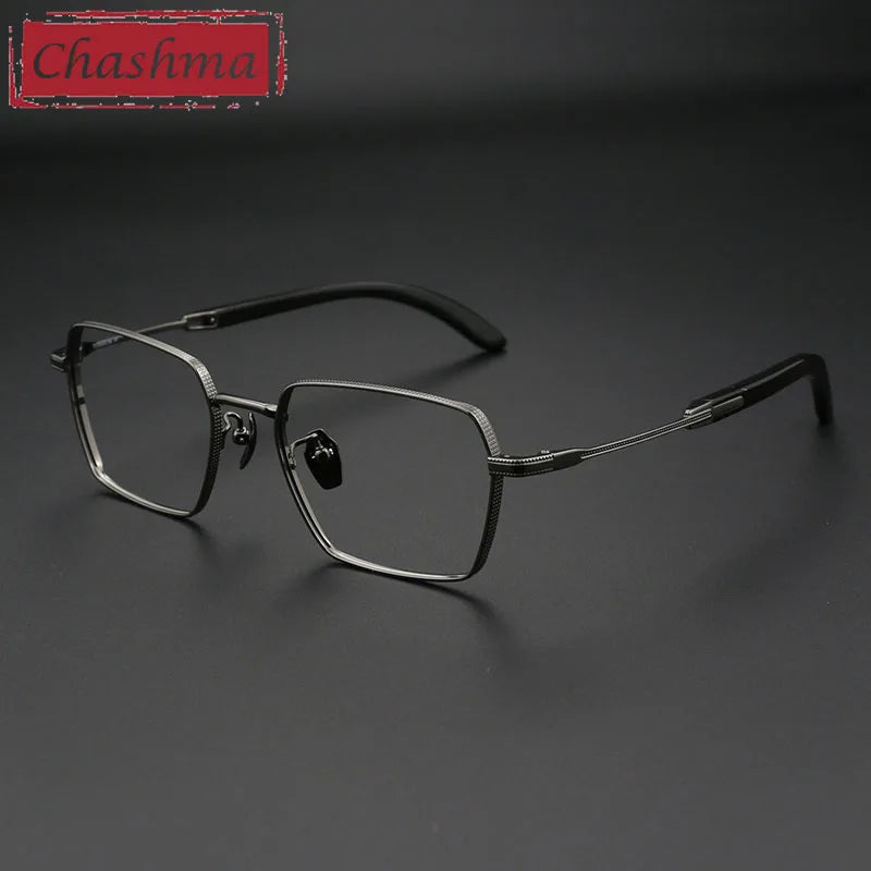 Stylish Men's Full Rim Square Titanium Eyeglasses Frame 2328 with Horn Temples - Lightweight Durable Glasses for Work, Reading & Fashion