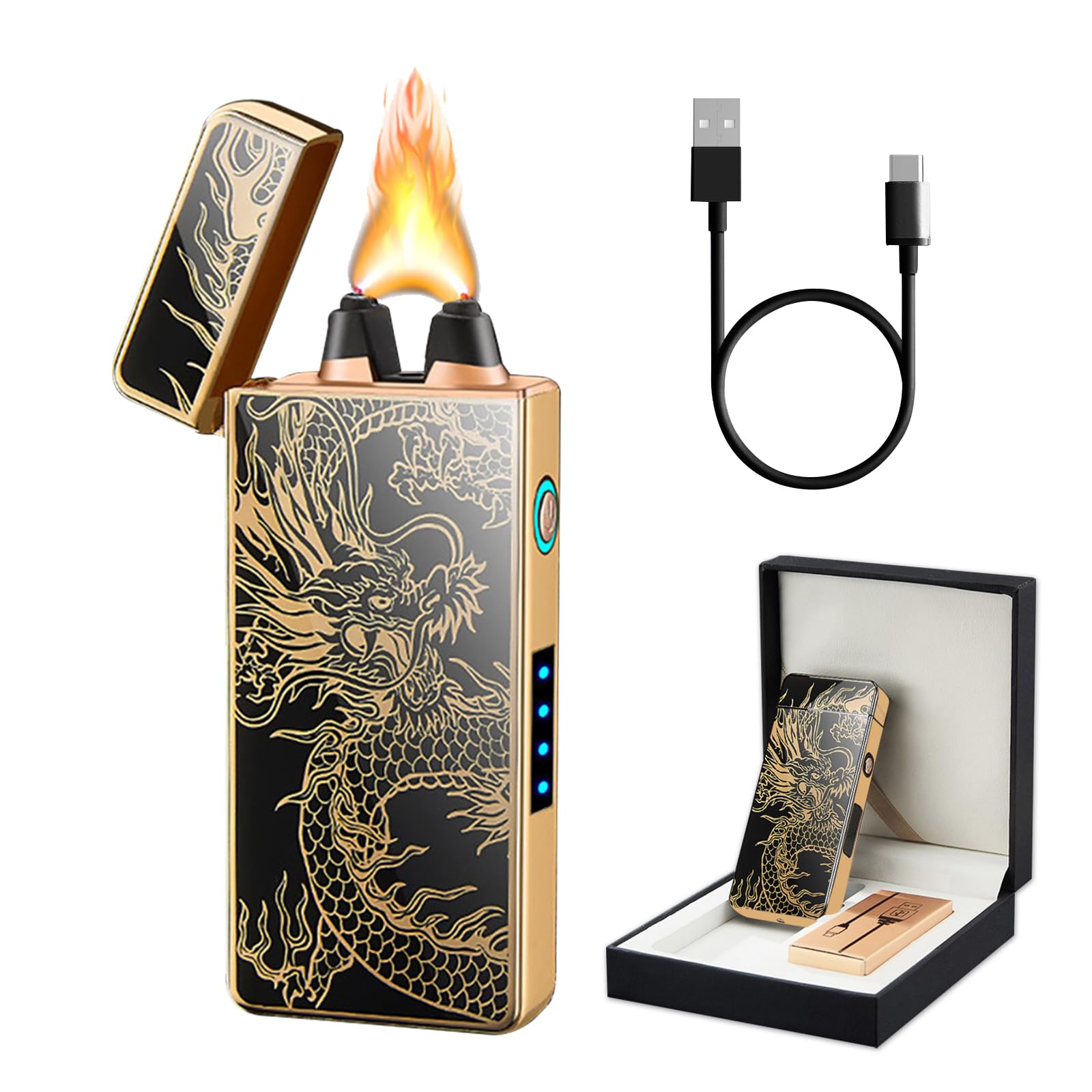 TIKIUKI Dragon Plasma Lighter - Rechargeable Windproof & Luxury Metal for Men - Perfect for Camping & Gifts