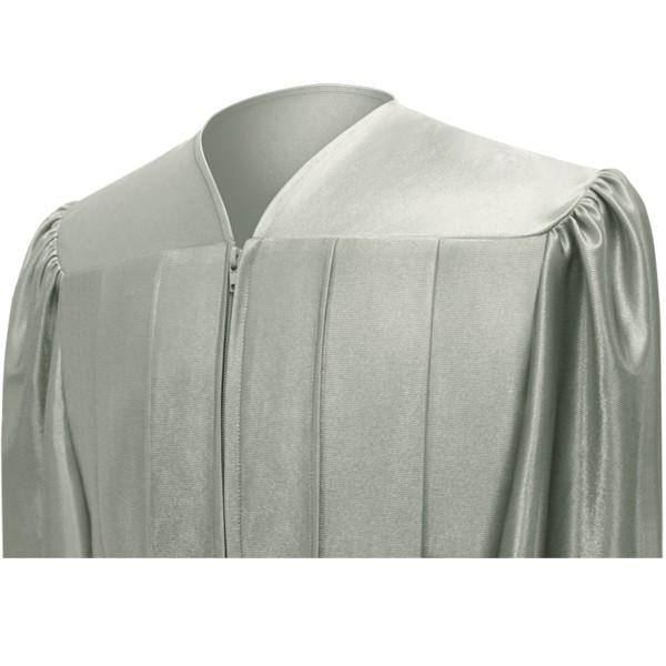 Shiny Silver High School Graduation Gown - Elegant Formal Gown for Graduation Ceremonies, Prom & Special Occasions
