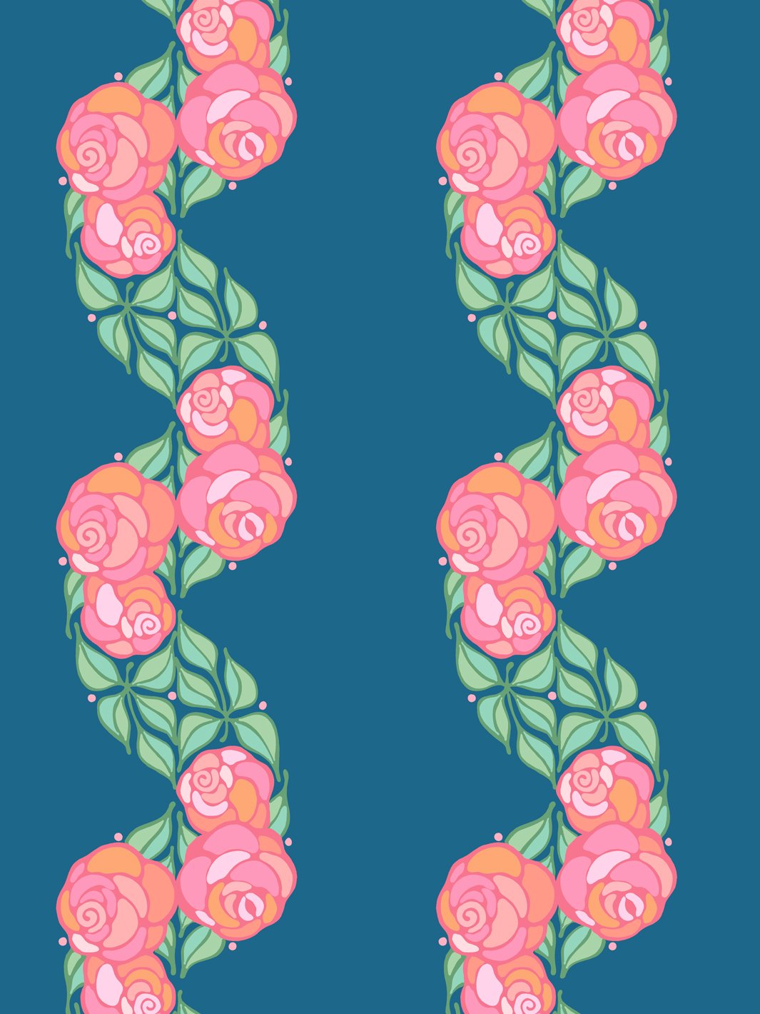 Barbie™ Groovy Floral Stripe Wallpaper - Cadet Blue | Self-Adhesive Peel & Stick Wallpaper for Bedroom, Nursery, or Home Office Decor