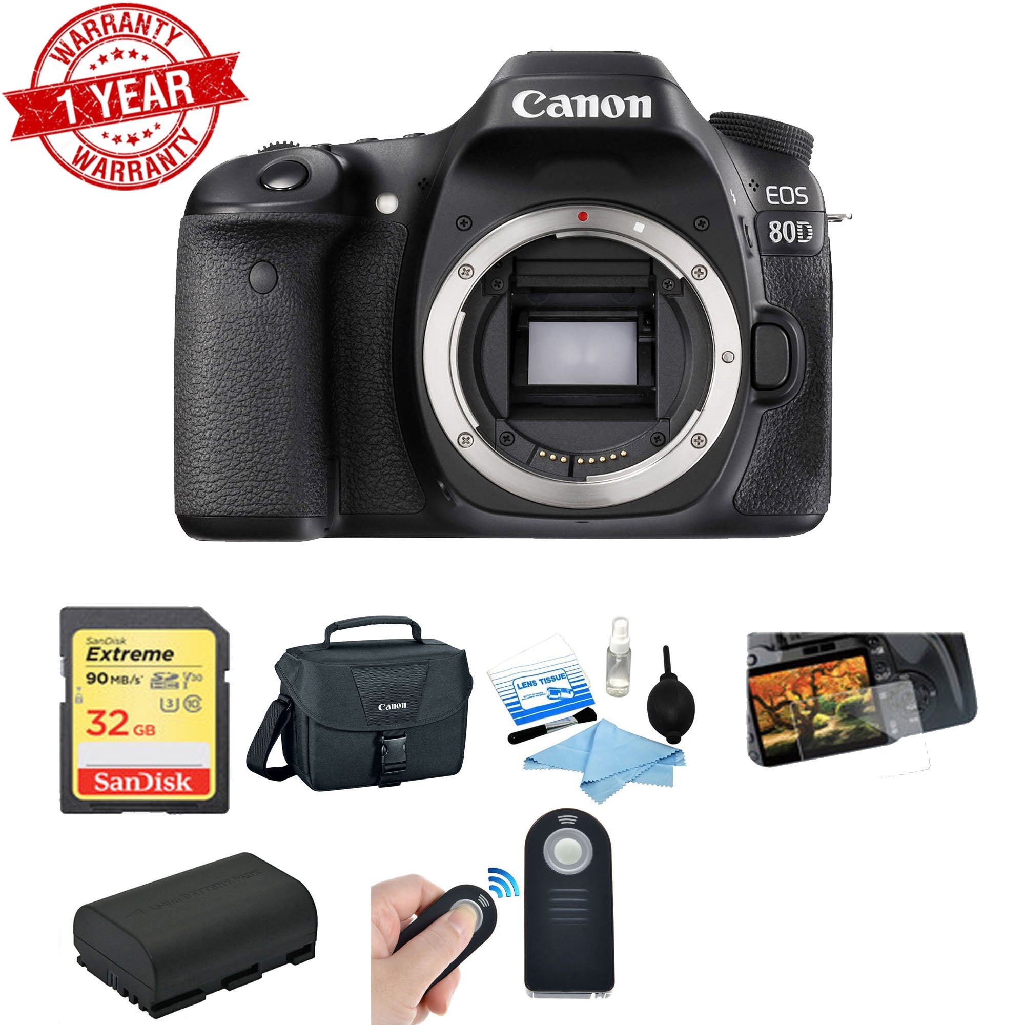 Canon EOS 80D DSLR Camera Body Only with 24.2MP APS-C Sensor, 45-Point AF & Dual Pixel CMOS - Perfect for Photography, Vlogging & Travel