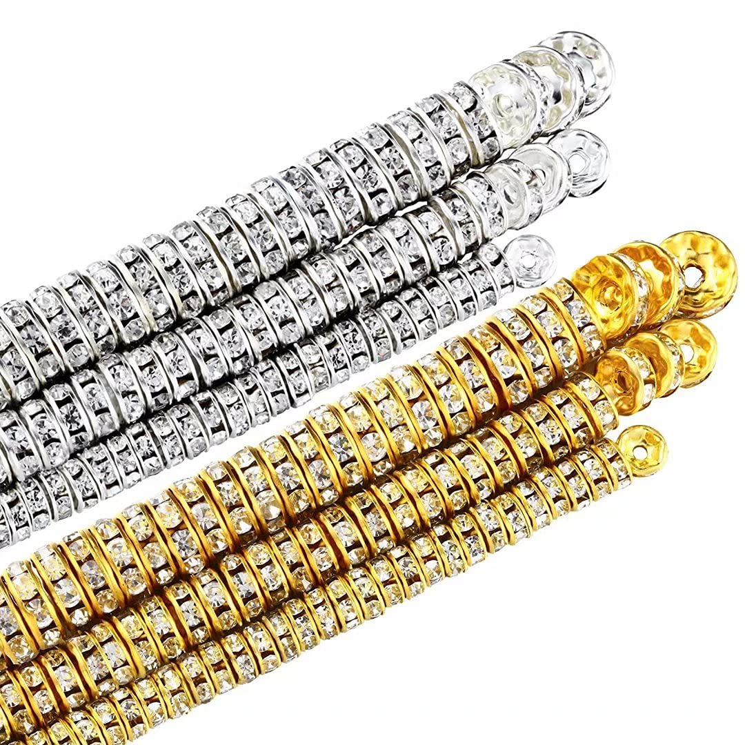 1000 Pack Round Rondelle Spacer Beads - 3 Sizes Crystal Rhinestone Loose Beads for DIY Jewelry Making - Perfect for Earrings, Necklaces, Bracelets & Craft Projects - Ideal for Wedding, Party & Gift Accessories