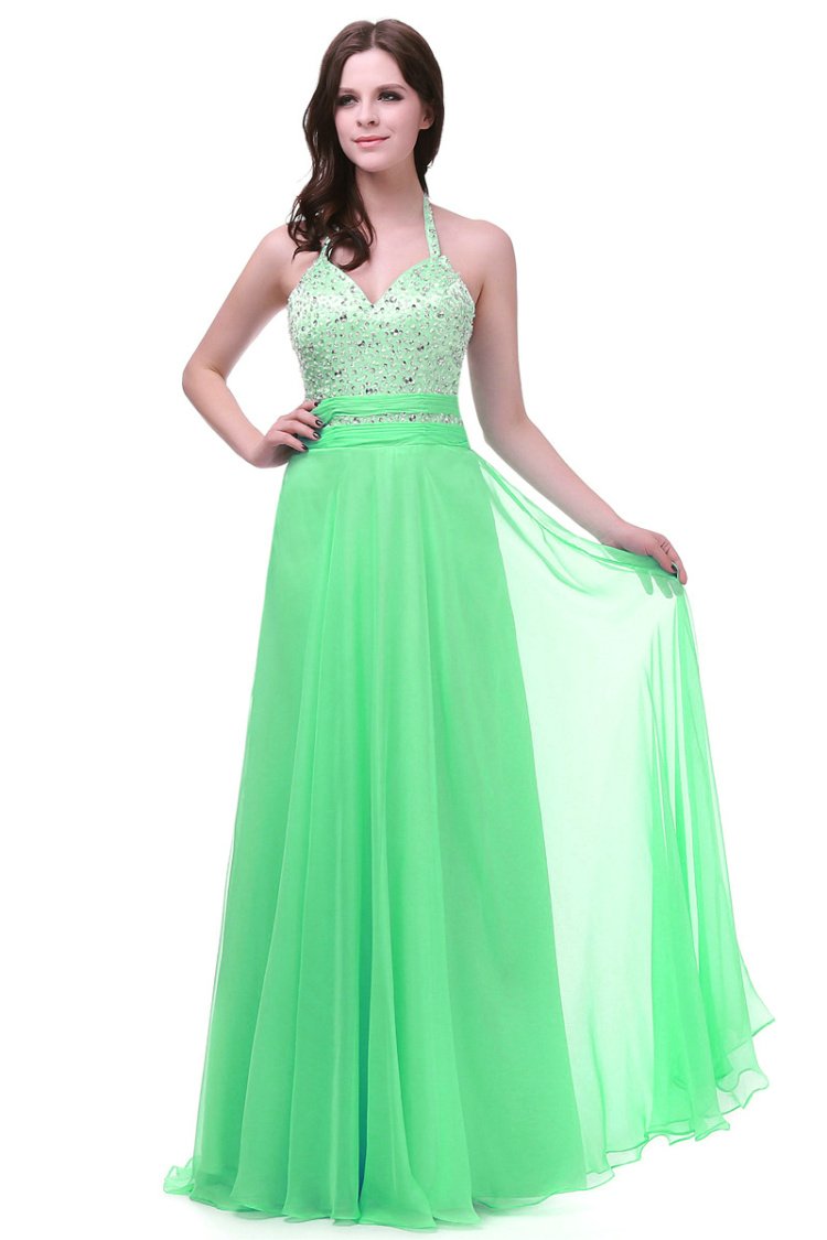 Elegant Long Chiffon Beaded Bridesmaid Dress for Women - Perfect for Prom, Wedding Party & Formal Occasions