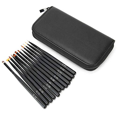 12pcs Professional Nail Art Brushes Set - Dotting Pens, Gel Polish & Painting Brushes for Manicure & Nail Design | Perfect for Salon, Home Use & DIY Nail Art