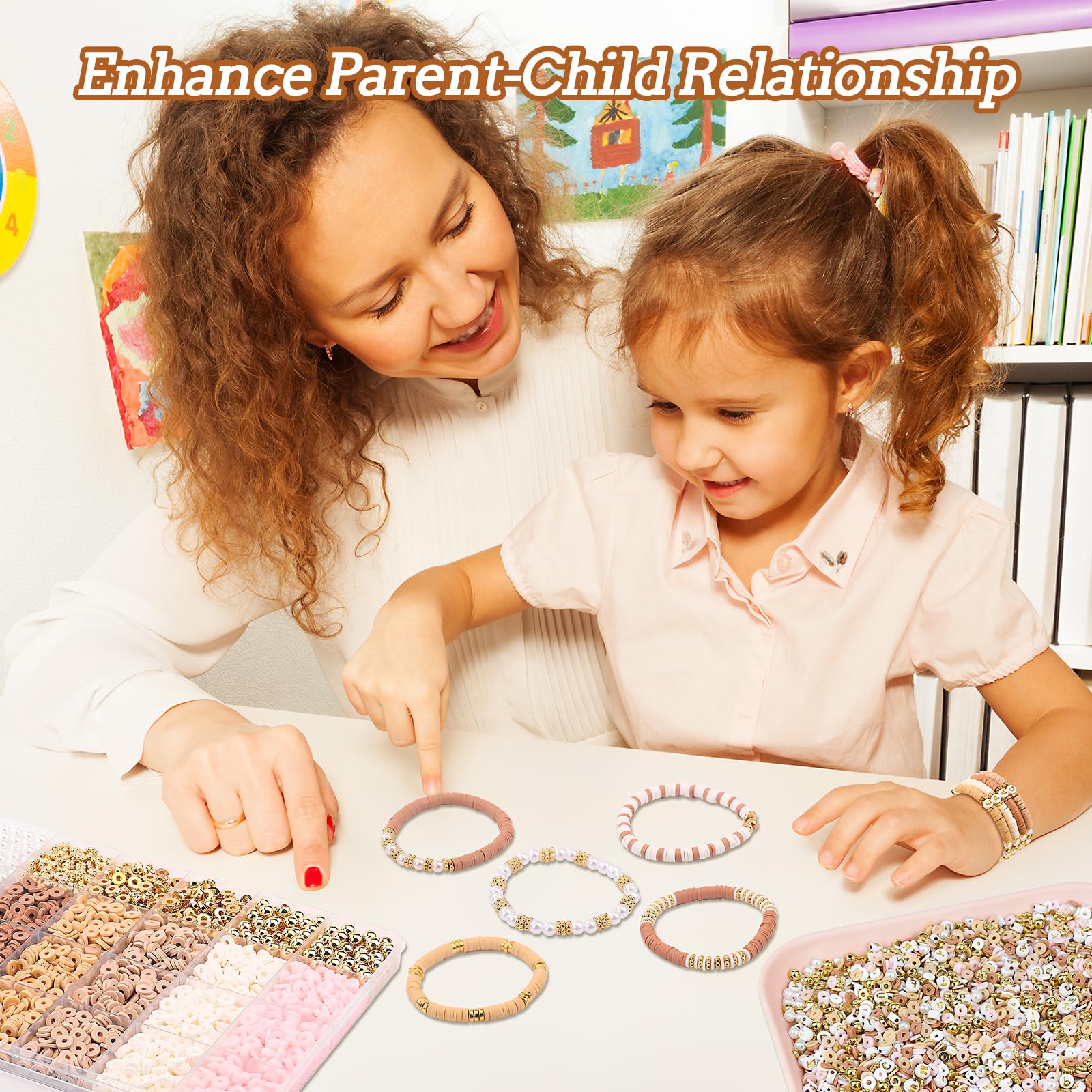 LUDUKOO 2370Pcs Polymer Clay Beads Bracelet Making Kit - DIY Friendship Bracelet Kit with Gold, Letter & Pearl Beads for Girls & Adults | Perfect for Jewelry Making, Gifts & Craft Projects