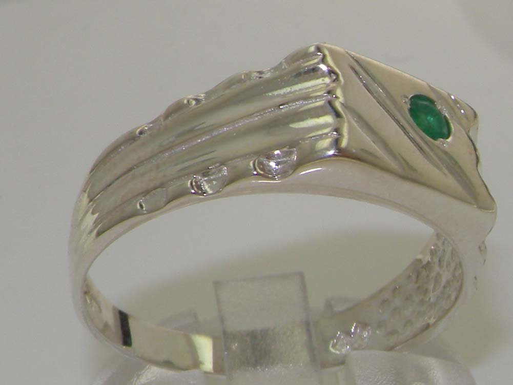 925 Sterling Silver Genuine Emerald Men's Signet Ring - Anniversary Gift for Him, Wedding Band, Birthday Present, Luxury Jewelry for Special Occasions