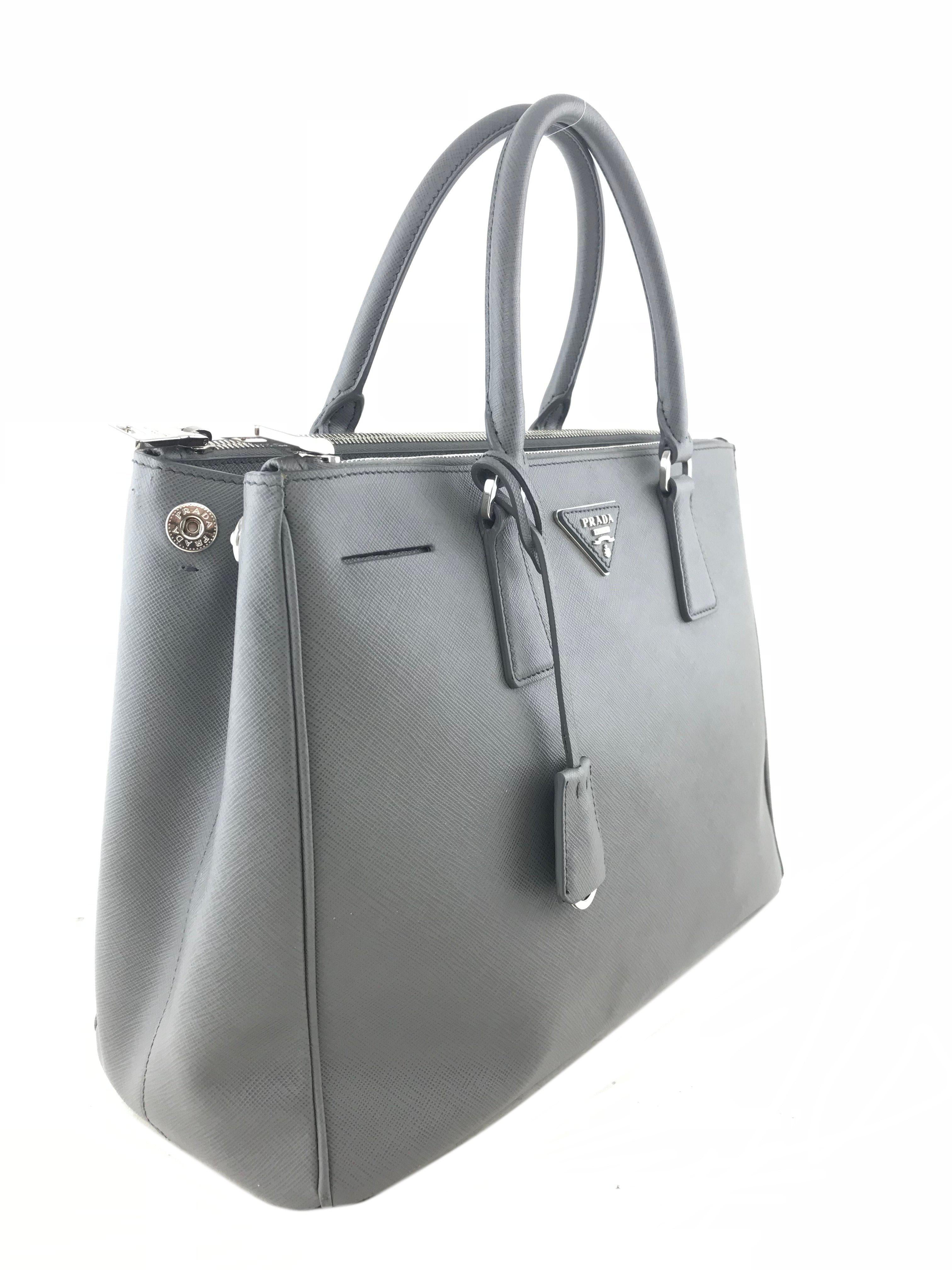 Prada Saffiano Lux Double Zip Medium Tote Bag - Genuine Leather Luxury Handbag for Women | Perfect for Work, Travel & Everyday Use