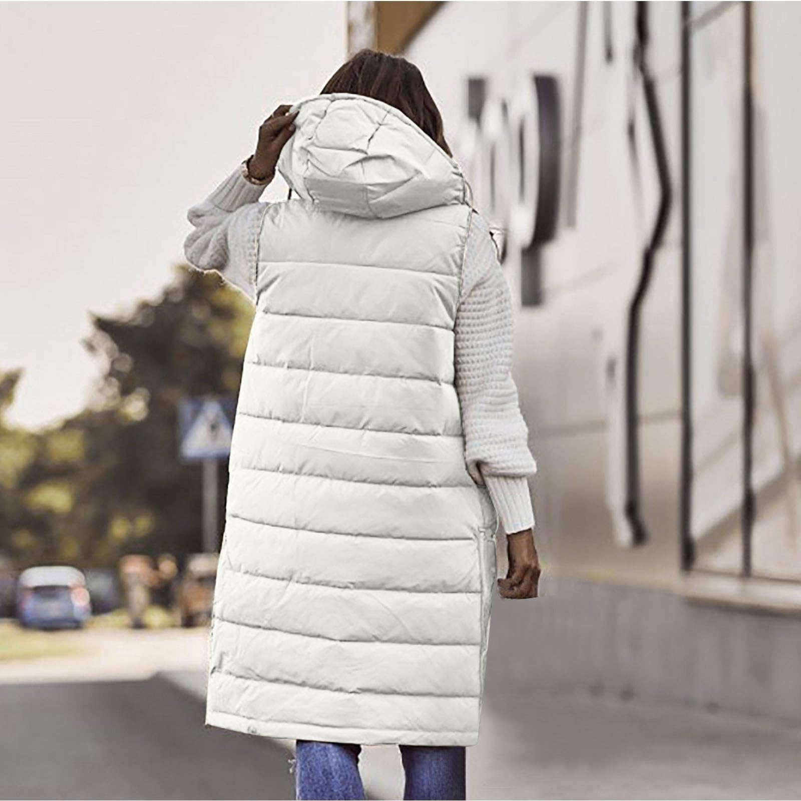 Yelldesk Lightweight Puffer Jacket for Women - Long Quilted Sleeveless Parka Vest with Hood, Trendy Winter Outerwear | Perfect for Cold Weather, Outdoor Activities & Casual Fashion