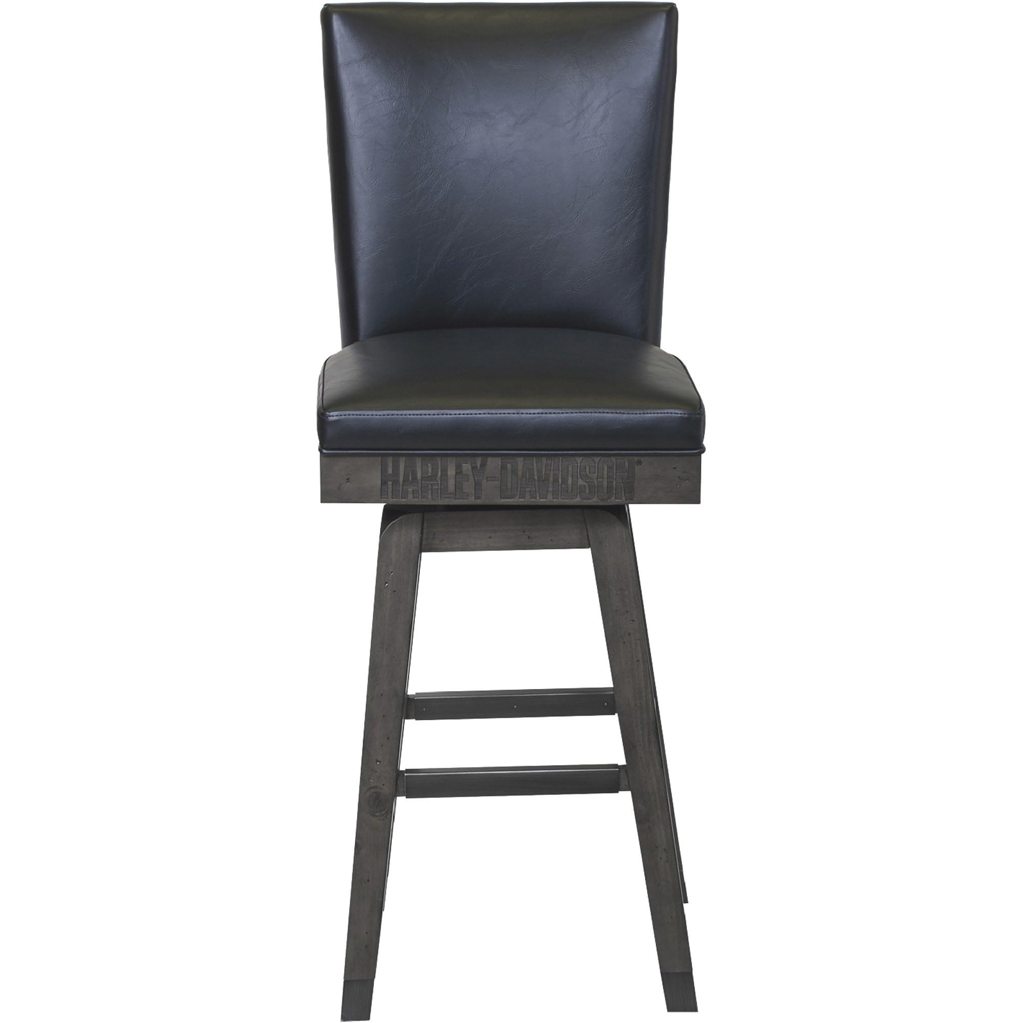 Harley-Davidson Bar & Shield Square Stool with Backrest - HDL-13111 - Fast Shipping - Perfect for Home Bars, Man Caves & Motorcycle Garages