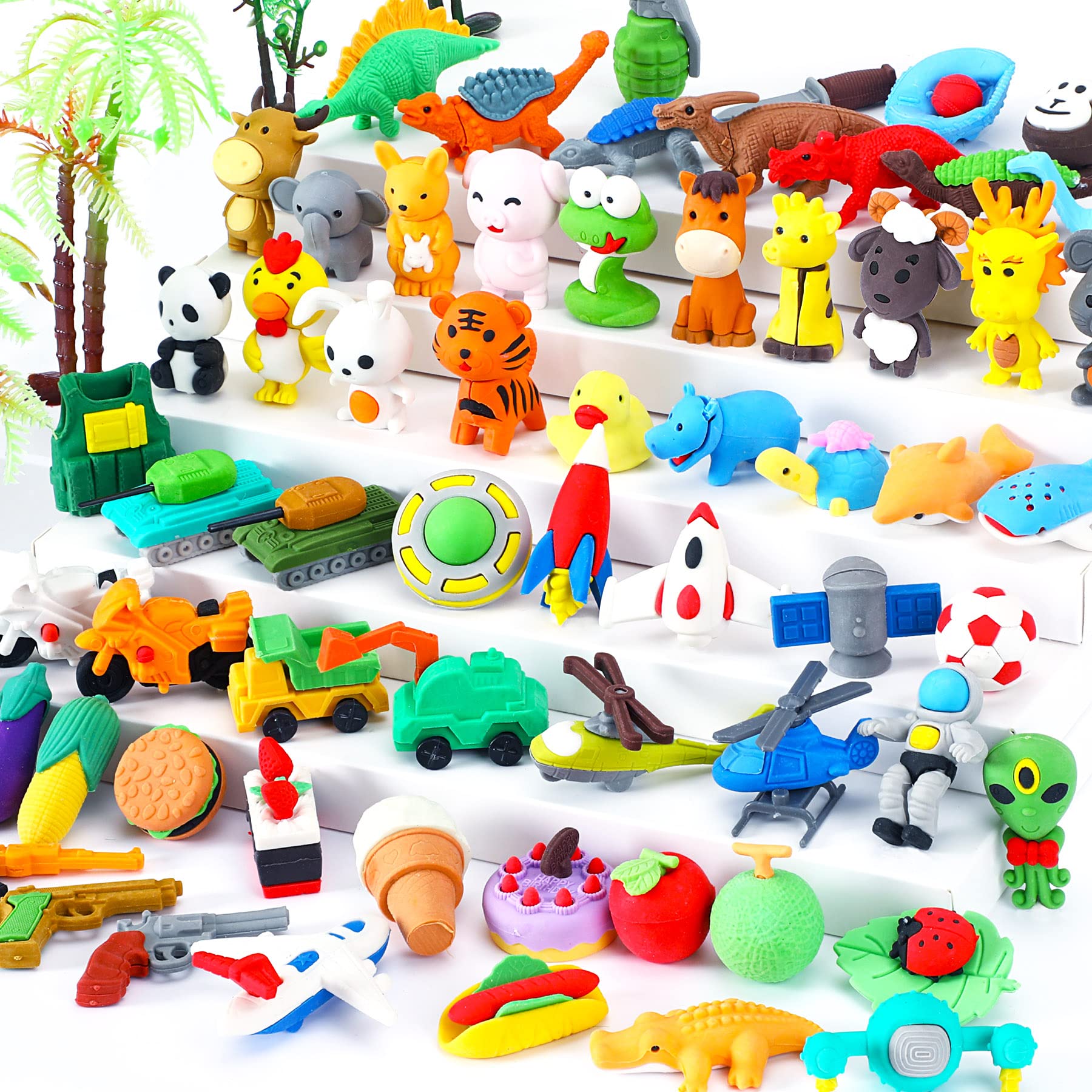 55 Pack 3D Mini Animal Erasers for Kids - Bulk Cute Puzzle Pencil Erasers, Desk Pets for Classroom Rewards, Student Prizes, Treasure Box & Party Favors - Fun Educational Toys & Gifts for Boys & Girls (Perfect for School, Birthday Parties & Learning Games)