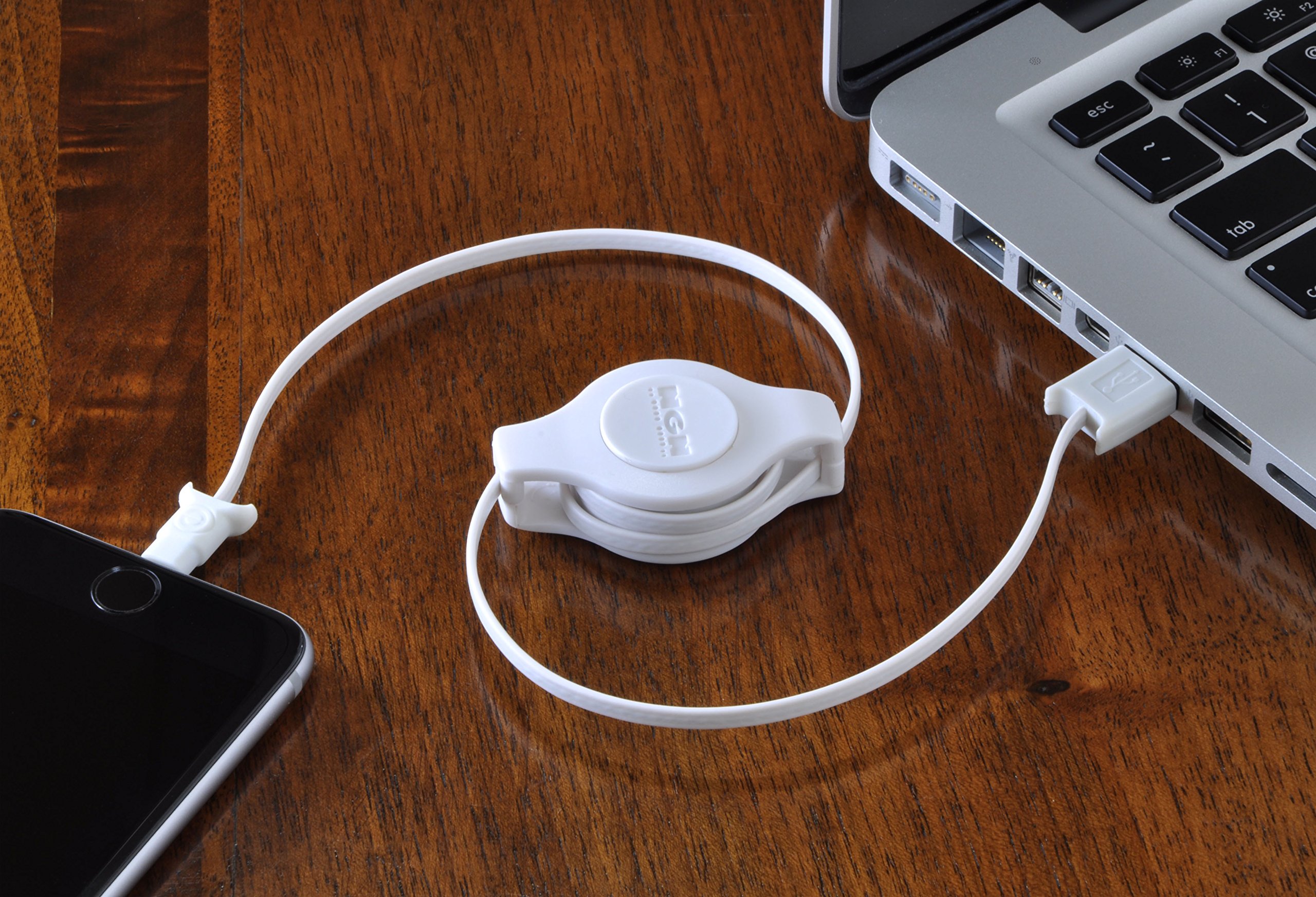 Apple MFi Certified Retractable Lightning Cable - 3.5ft USB to Lightning Charging & Sync Cable for iPhone/iPad - Perfect for Travel, Office & Home Use