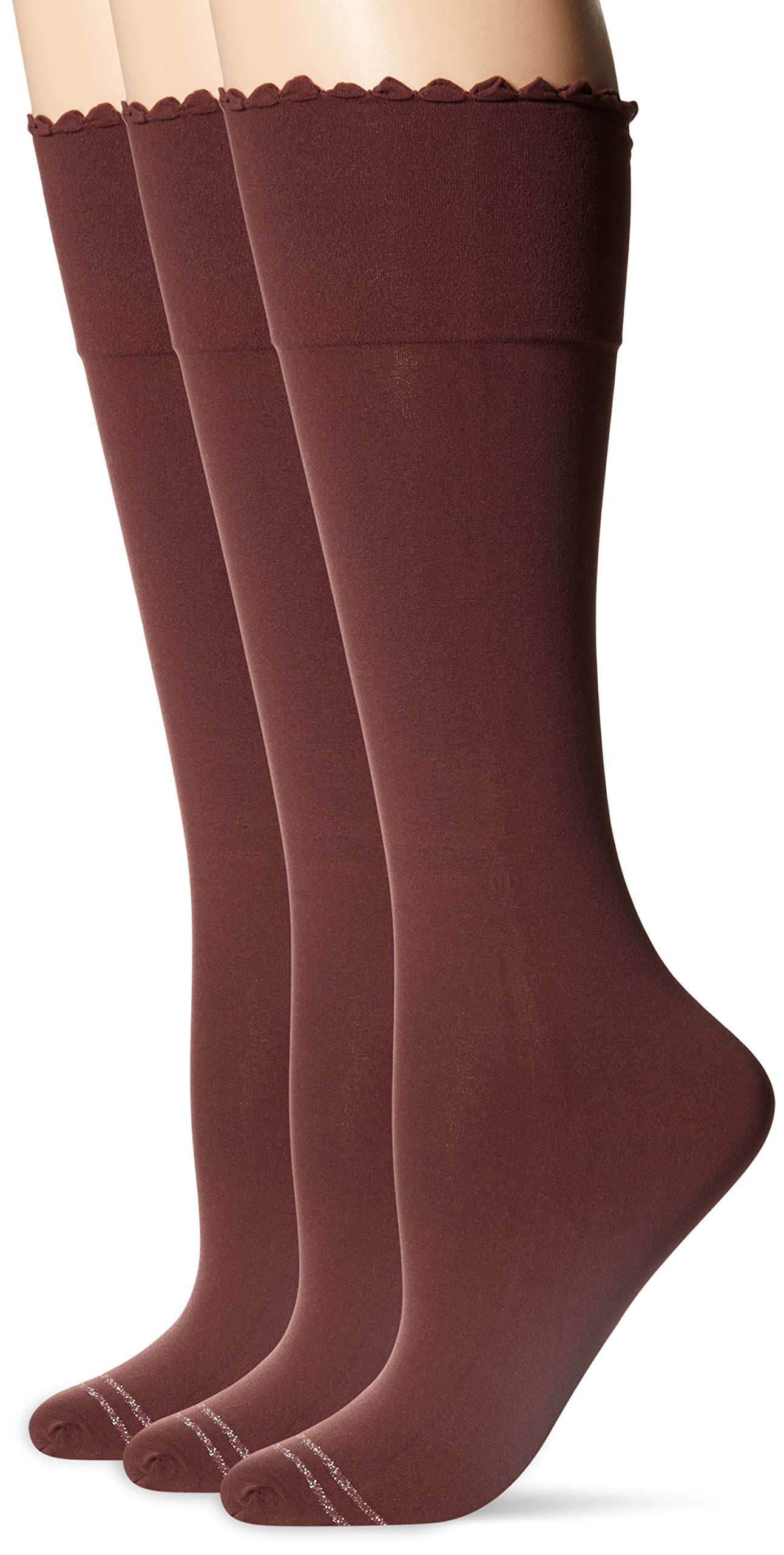 HUE Women's Graduated Compression Knee High Socks 3-Pack - Assorted Colors for Circulation Support & Comfort - Perfect for Travel, Workouts & Everyday Wear