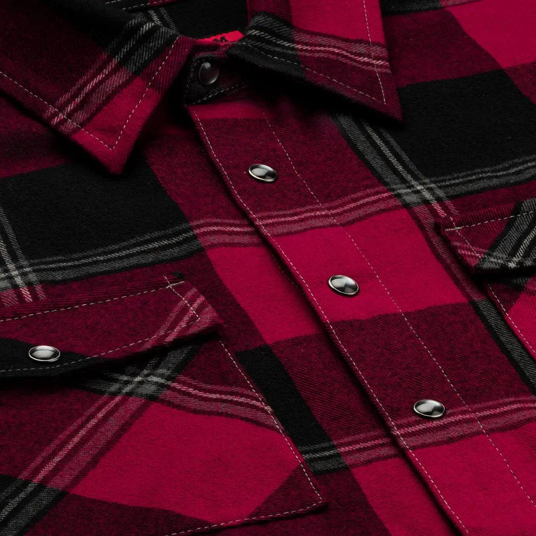 Gridlock Flannel Flame - Soft & Stylish Plaid Shirt for Men & Women - Perfect for Outdoor Adventures & Casual Wear