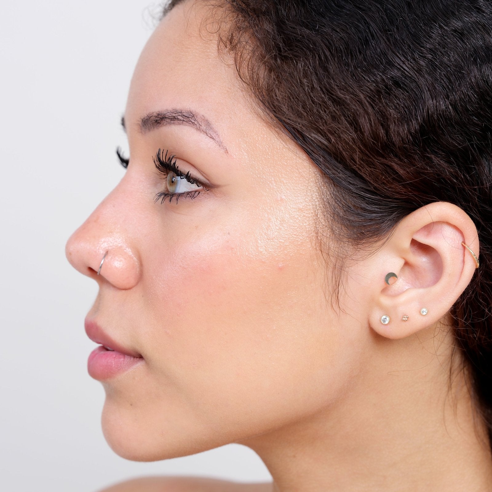 14K Yellow Gold Crescent Moon Flat Back Stud Earrings - Dainty Minimalist Jewelry for Everyday Wear, Gifts & Special Occasions