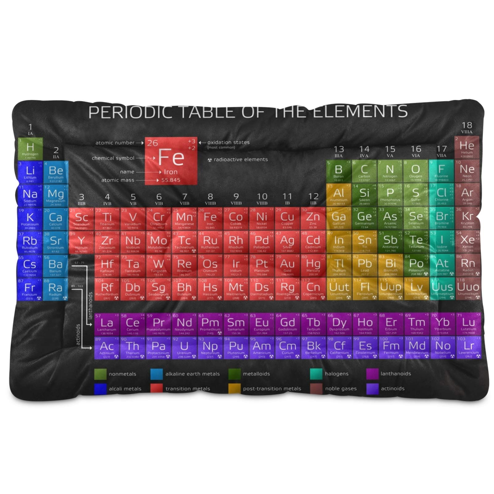 KEEPREAL Periodic Table Pet Bed - Ultra Soft Rectangle Dog Bed & Cat Bed for Small Medium Large Dogs (36x24 Inches) | Comfortable Calming Bed for Home, Office & Travel Use