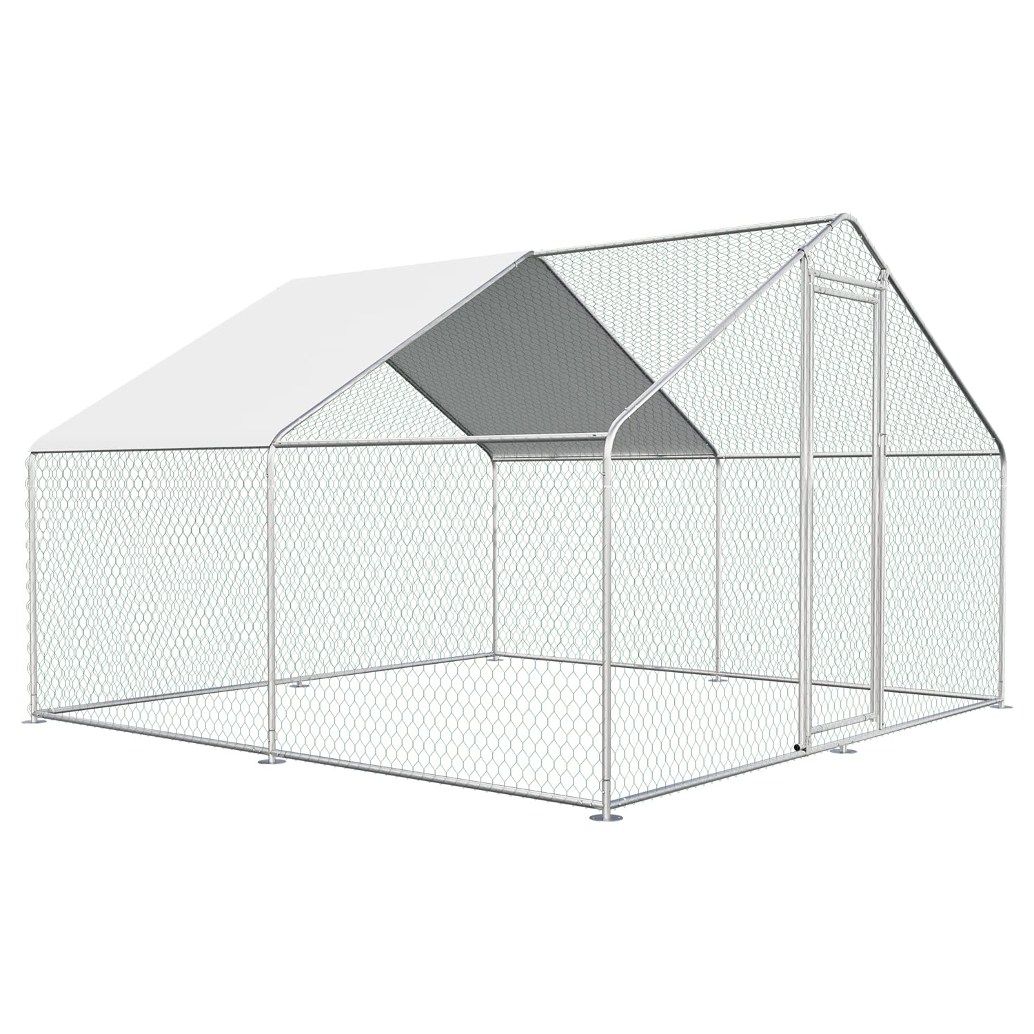 Large Metal Chicken Coop & Run Pen for 10 Chickens - Durable Poultry Cage with Waterproof Cover - Walk-in Design for Backyard, Farm & Outdoor Use - Perfect for Free-Range Chickens, Egg Laying Hens & Small Flock Protection