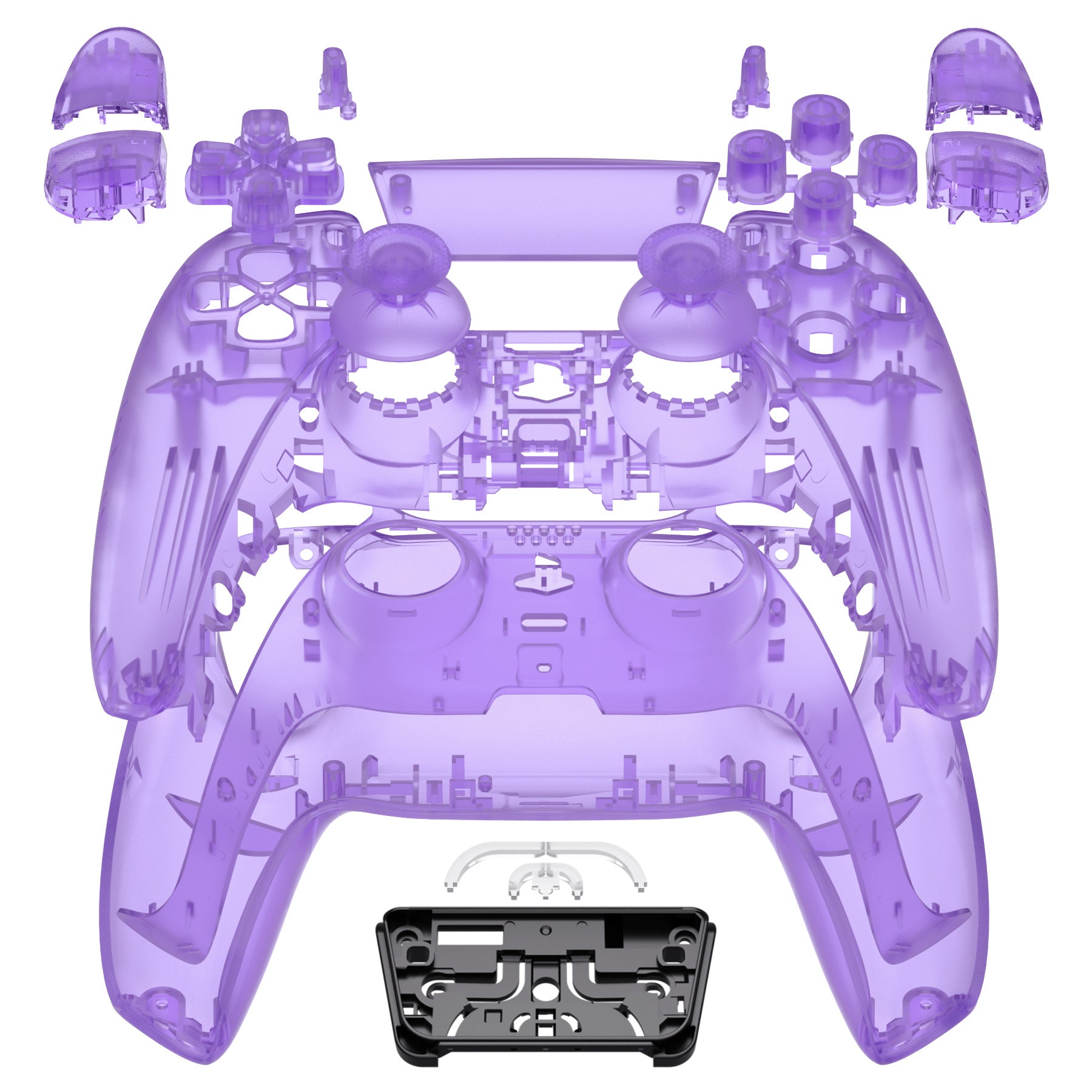 eXtremeRate Clear Atomic Purple PS5 Controller Shell - Full Housing Replacement with Buttons & Touchpad Cover for BDM 030/040/050 & QPFM5005G3 Models - Custom Gaming Setup & Controller Modding Accessory