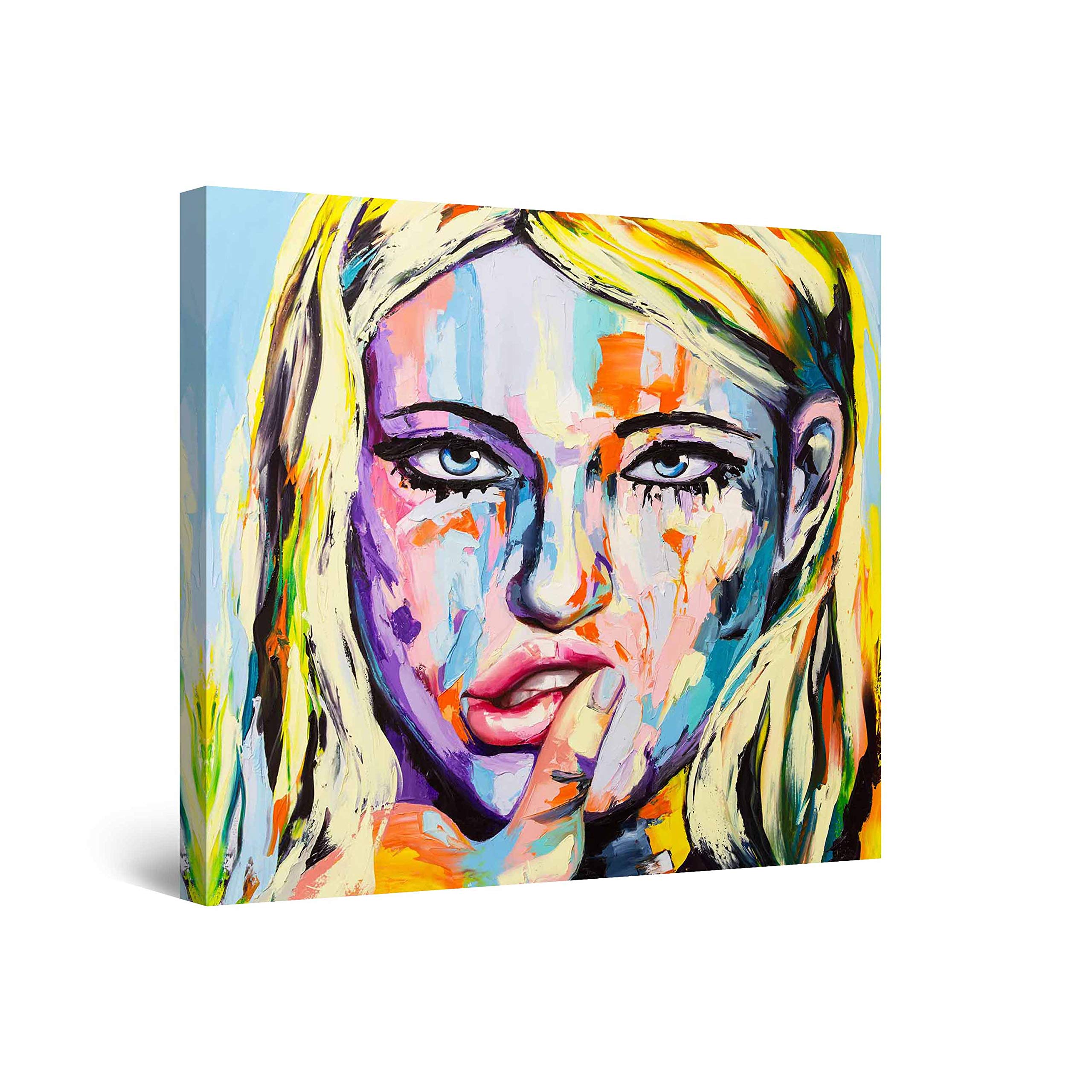Startonight Abstract Canvas Wall Art - Colorful Emotion Woman Painting 32x32 Inches, Modern Home Decor for Living Room, Bedroom & Office
