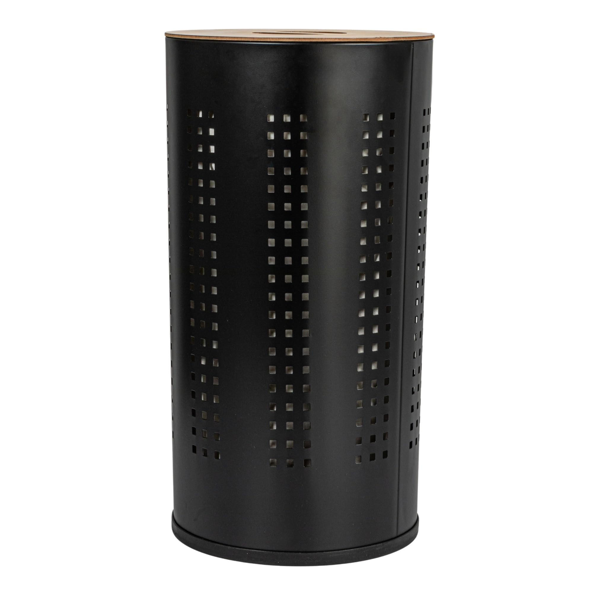 Stainless Steel Laundry Hamper with Lid - 18 Inch Round Clothes Hamper Basket for Bedroom, Bathroom & Laundry Room - Durable Matte Black Laundry Organizer for Home Essentials