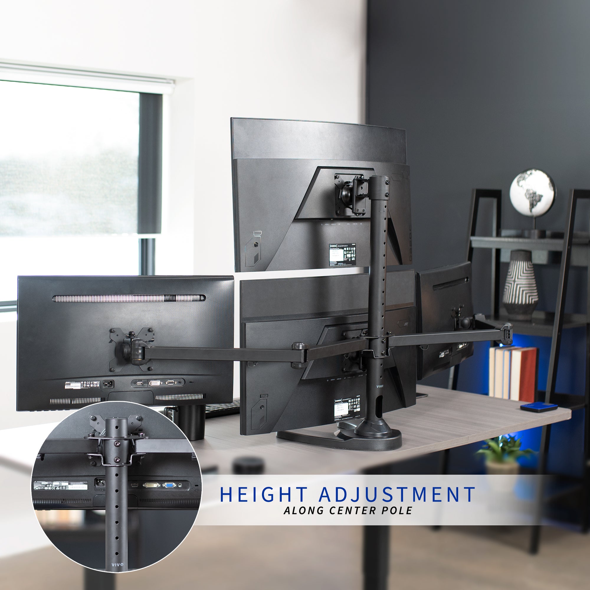 Quad Monitor Stand for 13” to 32” Screens - Adjustable Desk Mount for 4 Monitors - Perfect for Gaming, Office Work & Multi-Tasking Setup