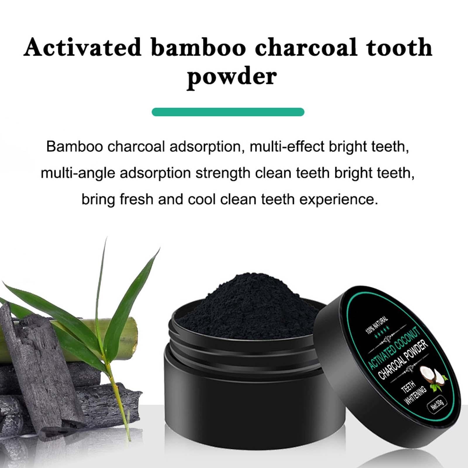 Xujuika 30g Natural Teeth Whitening Powder with Activated Charcoal & Coconut Shell - Organic Dental Care for Brighter Smile - Perfect for Coffee, Tea & Smoking Stain Removal at Home