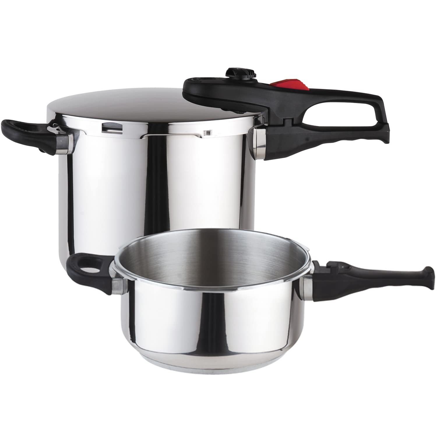 Magefesa Practika Plus Super Fast Pressure Cooker 4.2 & 6.3 Quart - 18/10 Stainless Steel Induction Compatible with Encapsulated Heat Diffuser & 5 Safety Systems - Perfect for Quick Meals, Soups & Family Cooking