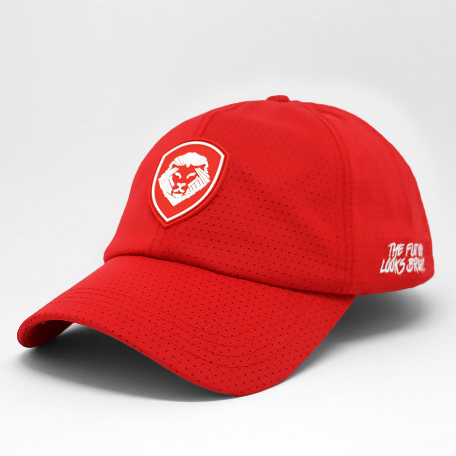 VT Shield Future Looks Bright Red Velcro Performance Perforated Hat - Breathable Adjustable Baseball Cap for Running, Golf & Outdoor Sports