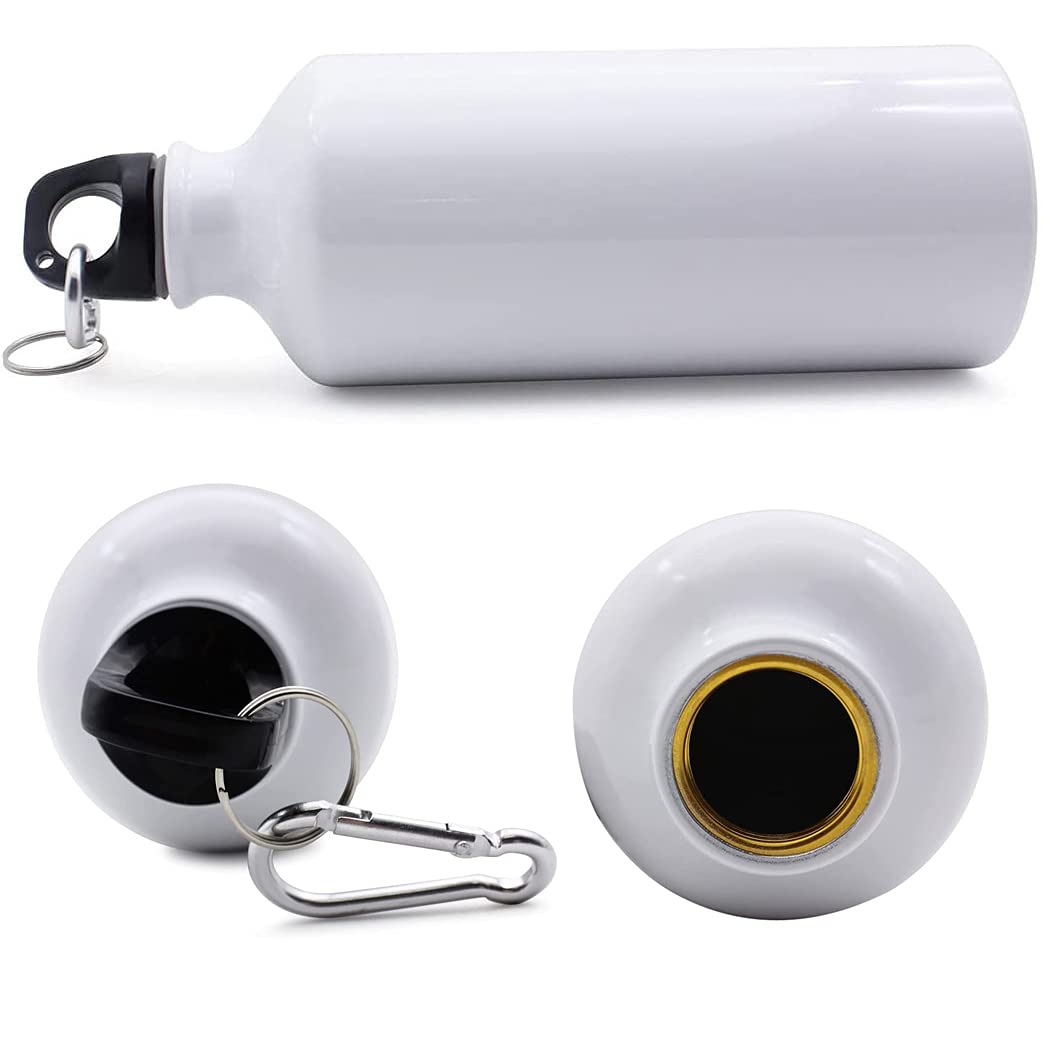 50pcs Sublimation Coated Aluminum Water Bottles 750ml - White & Silver Blank Sports Bottles for DIY Heat Transfer, Customizable Travel Drinkware - Perfect for Gym, Hiking, Sports Teams & Personalized Gifts