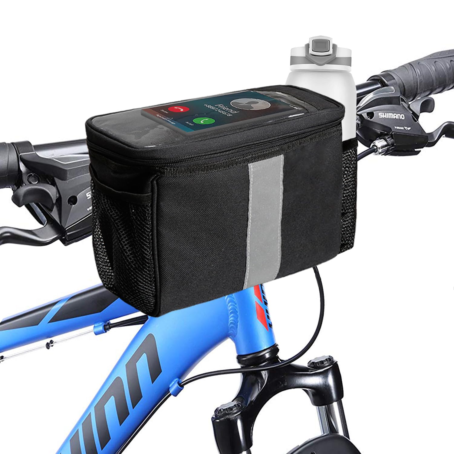 **Waterproof Bike Handlebar Bag with Phone Mount & Cooler - Fits Phones Under 7