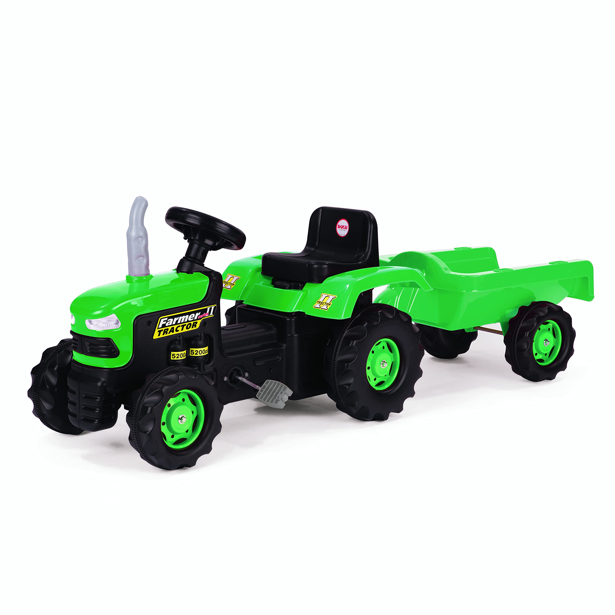 Big Green Pedal Tractor with Trailer - Kids Ride-On Toy for Outdoor Play & Farm Pretend Play - Durable Steel Construction for Ages 3-8 Years