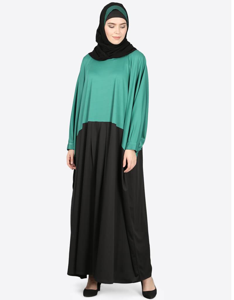 Elegant Arabic Two-Tone Blue Kaftan Dress for Women - Perfect for Parties, Weddings & Special Occasions