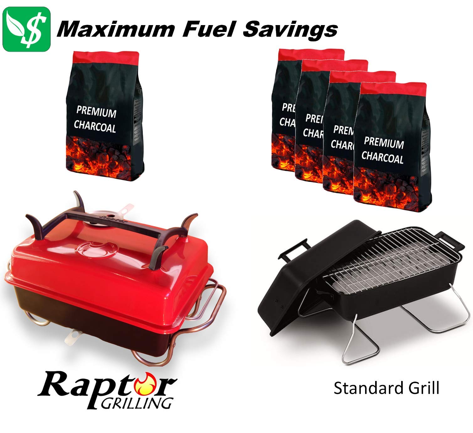 Raptor Grilling Large Portable Charcoal Grill - Black Rush | Money Saving BBQ Grill with Clean Hands Design | Perfect for Backyard Camping, Tailgating & Outdoor Cooking
