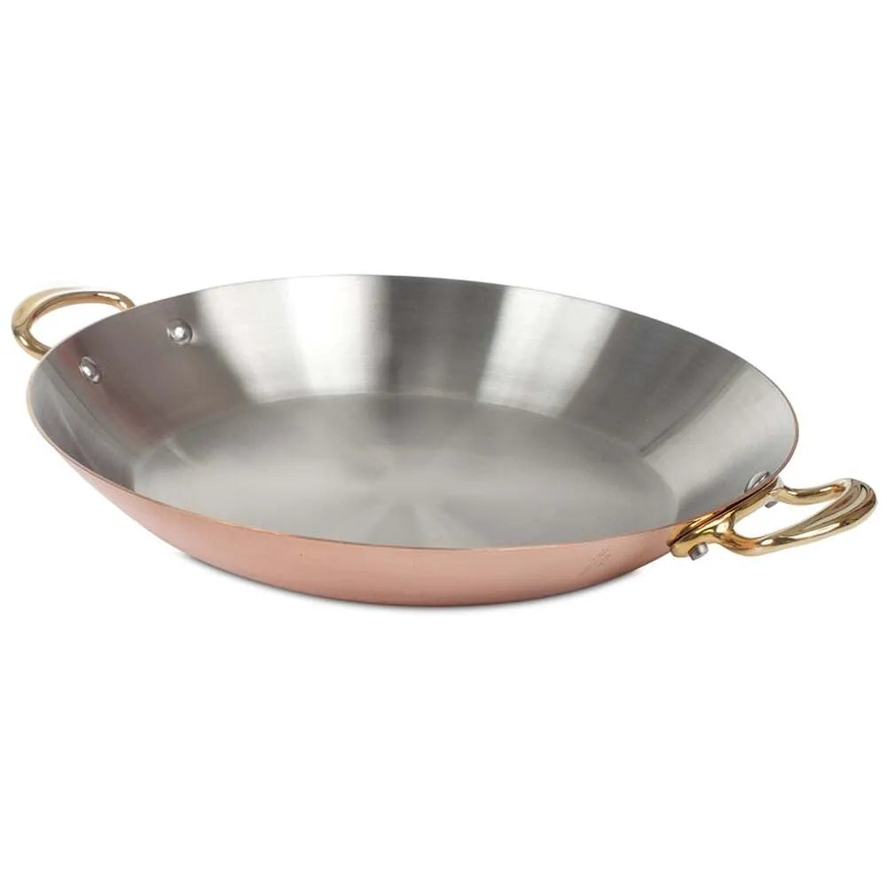 Premium Mauviel Copper Round Dish with Handles - Elegant Serving Platter for Entertaining, Cooking & Gourmet Presentation