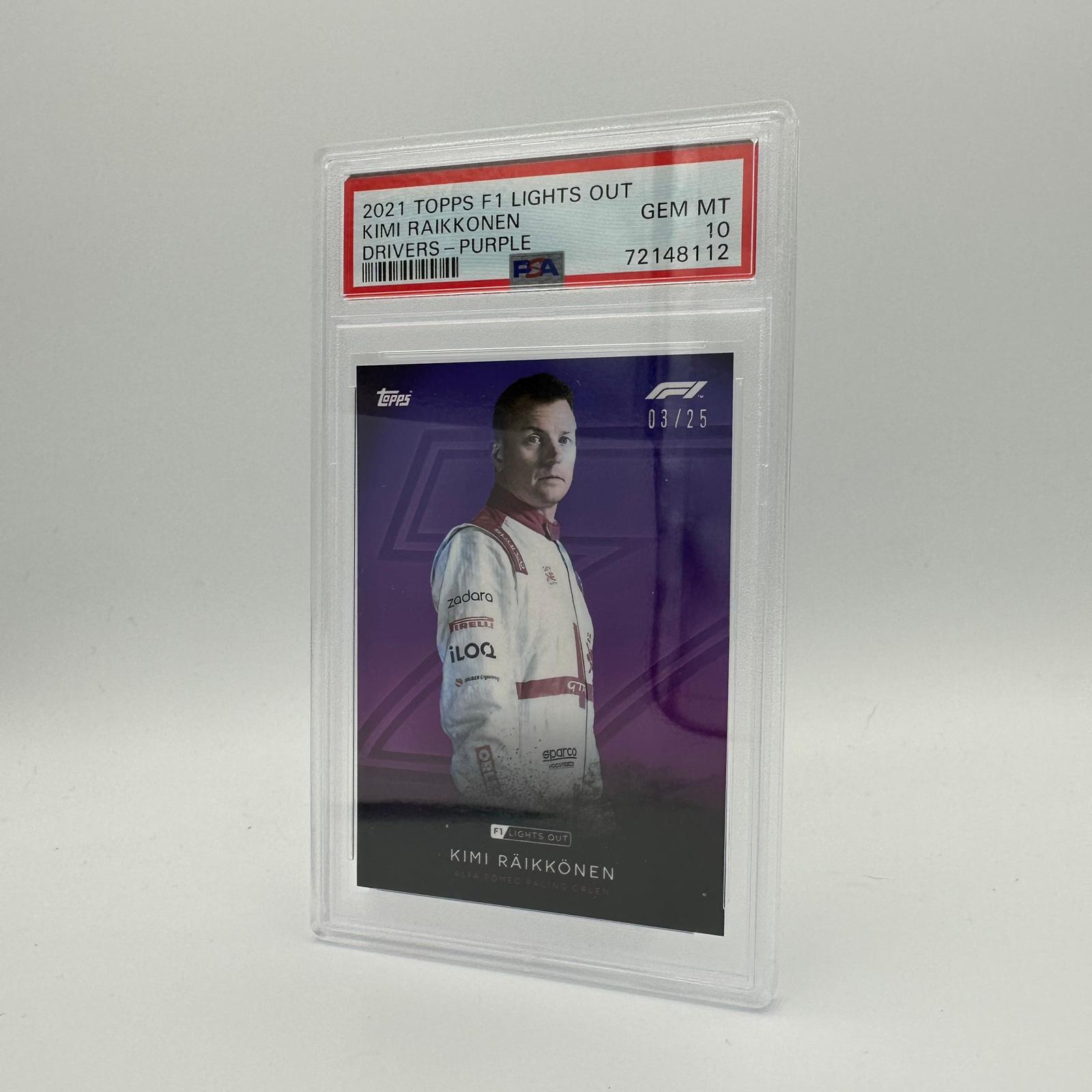 PSA 10 Graded 2003 Kimi Raikkonen Formula 1 Driver Card - Purple Parallel Parallel - Rare Collectible for F1 Fans & Sports Memorabilia Enthusiasts