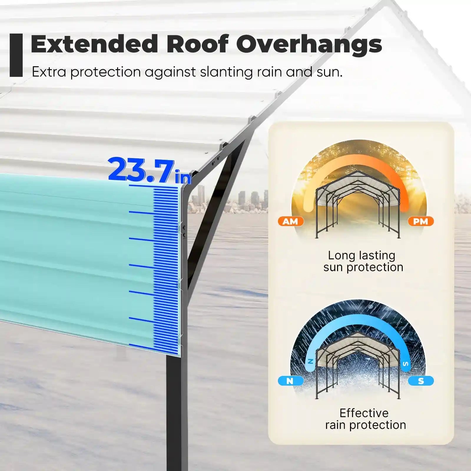 Heavy Duty Metal Roof Car Canopy - Black & White Waterproof Outdoor Shelter for Cars, Trucks, and RVs - Perfect for Parking, Camping, and Outdoor Events