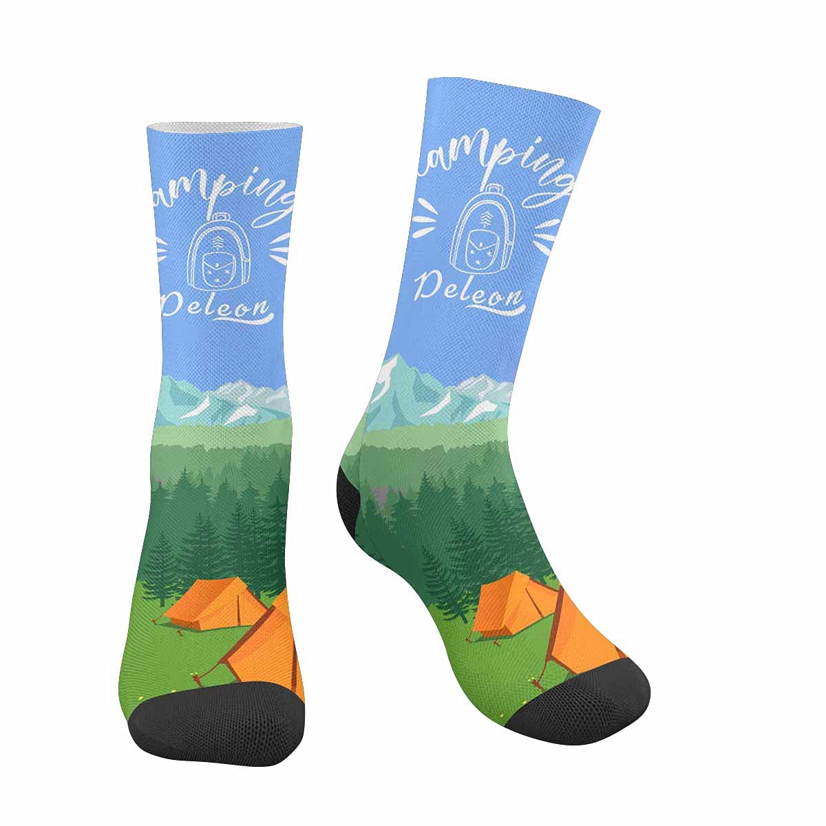 Custom Personalized Socks with Name Text - Adventure Pattern White Crew Socks for Men & Women - Great for Gifts, Sports & Casual Wear
