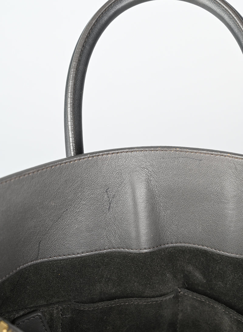 Saint Laurent Sac de Jour Medium Grey Leather Handbag - Luxury Tote Bag for Women, Work & Travel