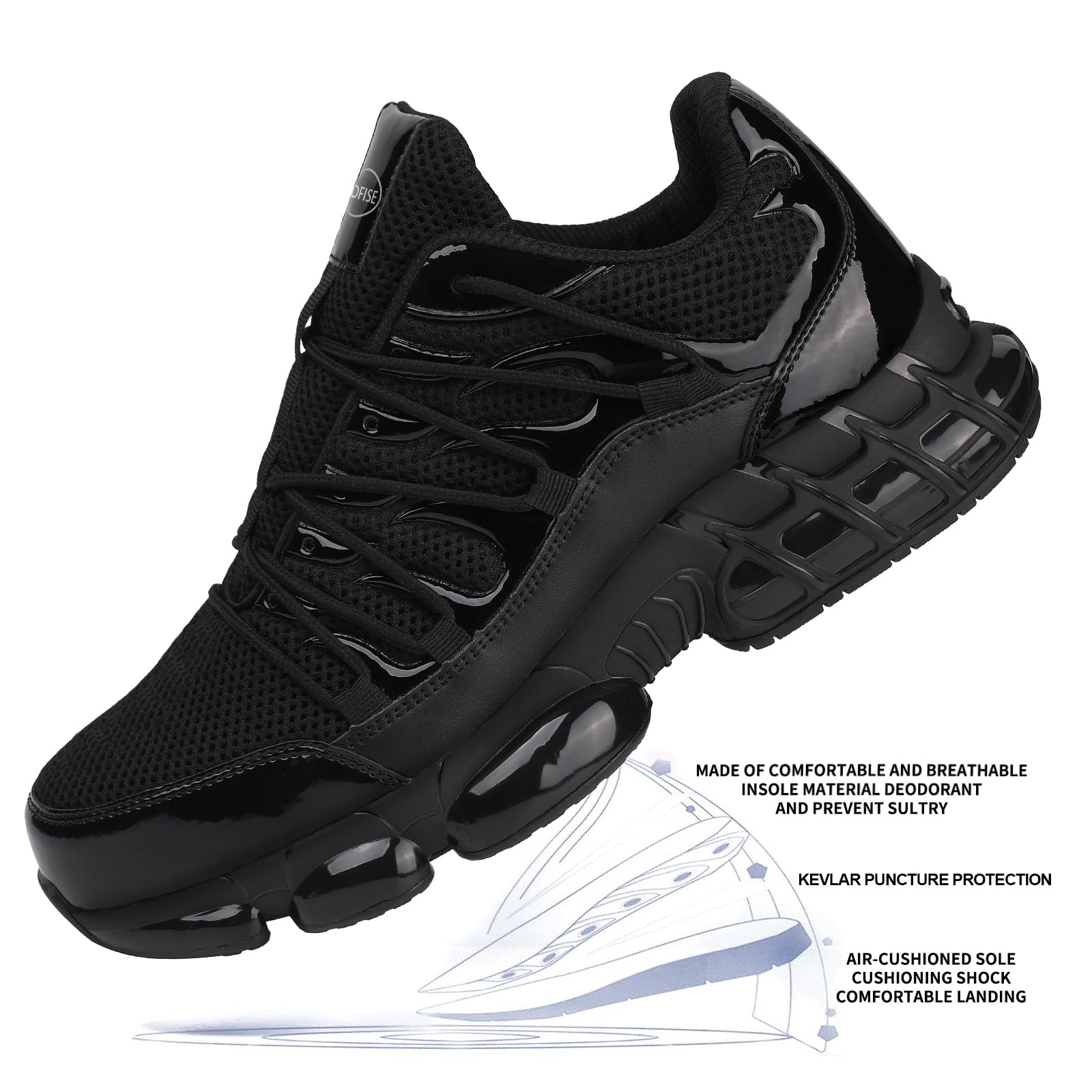 Men's & Women's Steel Toe Work Shoes - Lightweight Safety Sneakers with Composite Toe for Construction & Industrial Use - Comfortable Black Wide Fit Durable Work Boots - Perfect for Warehouse, Factory & Outdoor Labor