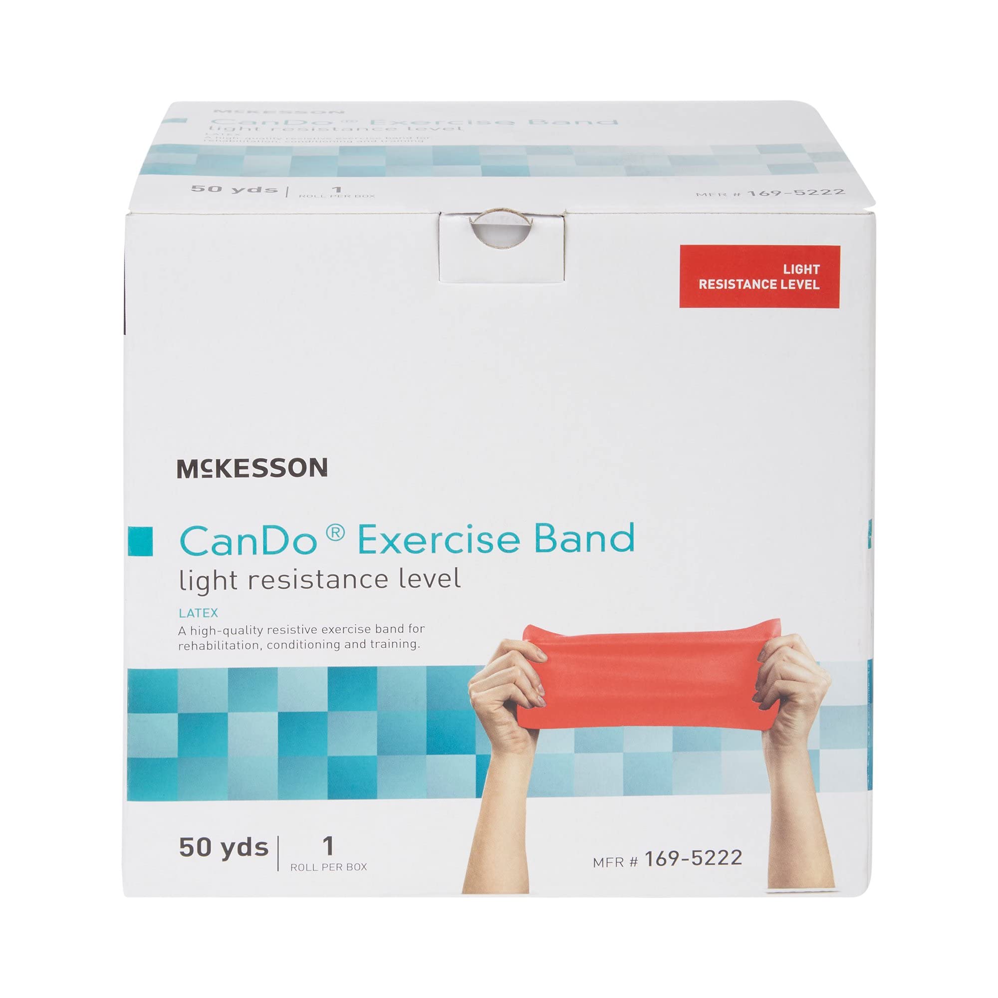 McKesson Can Do Exercise Resistance Band - Physical Therapy & Home Workout Bands - Light Resistance (Red, 5 in x 50 yd) - Ideal for Strength Training, Yoga & Rehabilitation Exercises