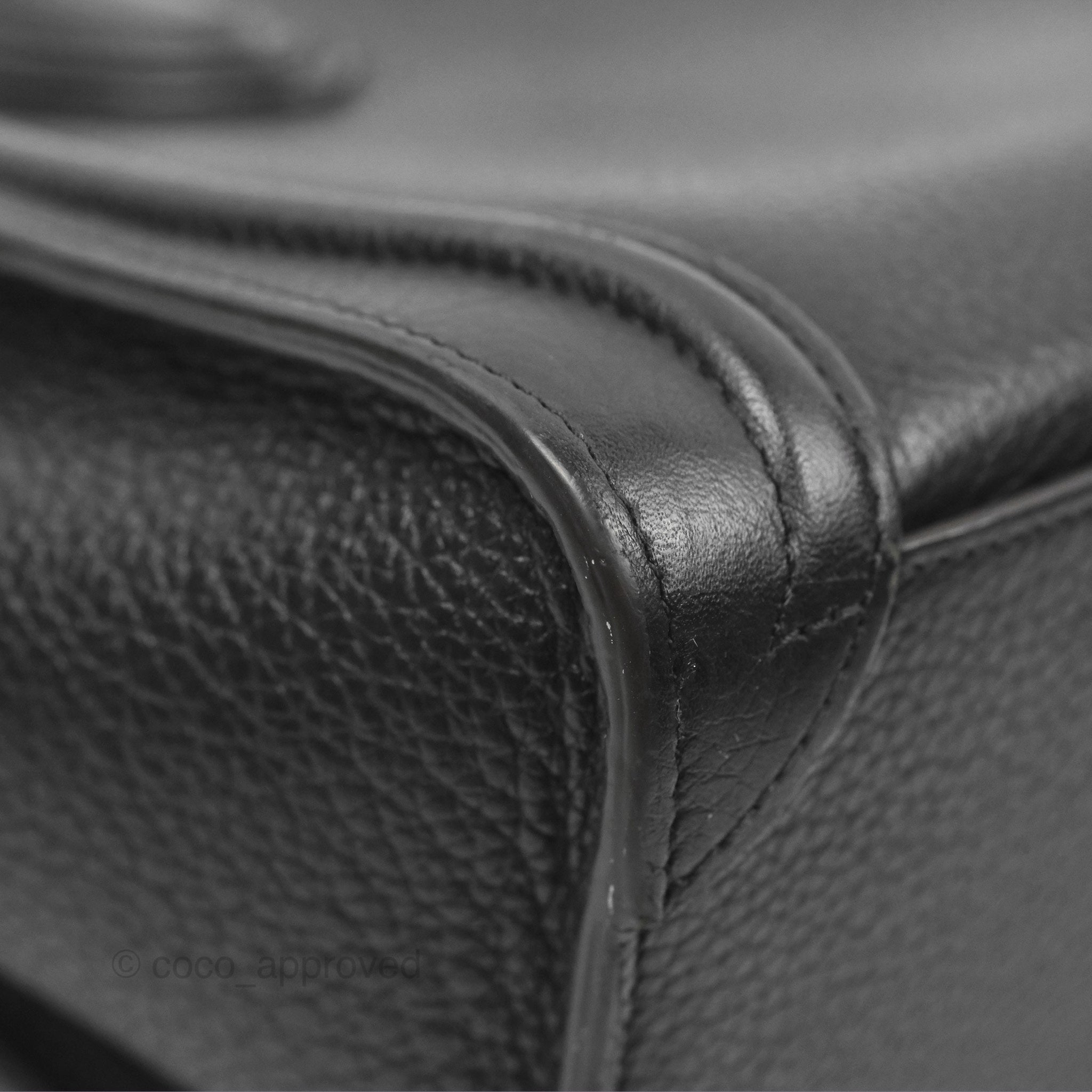 Celine Nano Luggage Bag in Black Drummed Calfskin Leather - Perfect for Work, Travel & Everyday Luxury Handbag