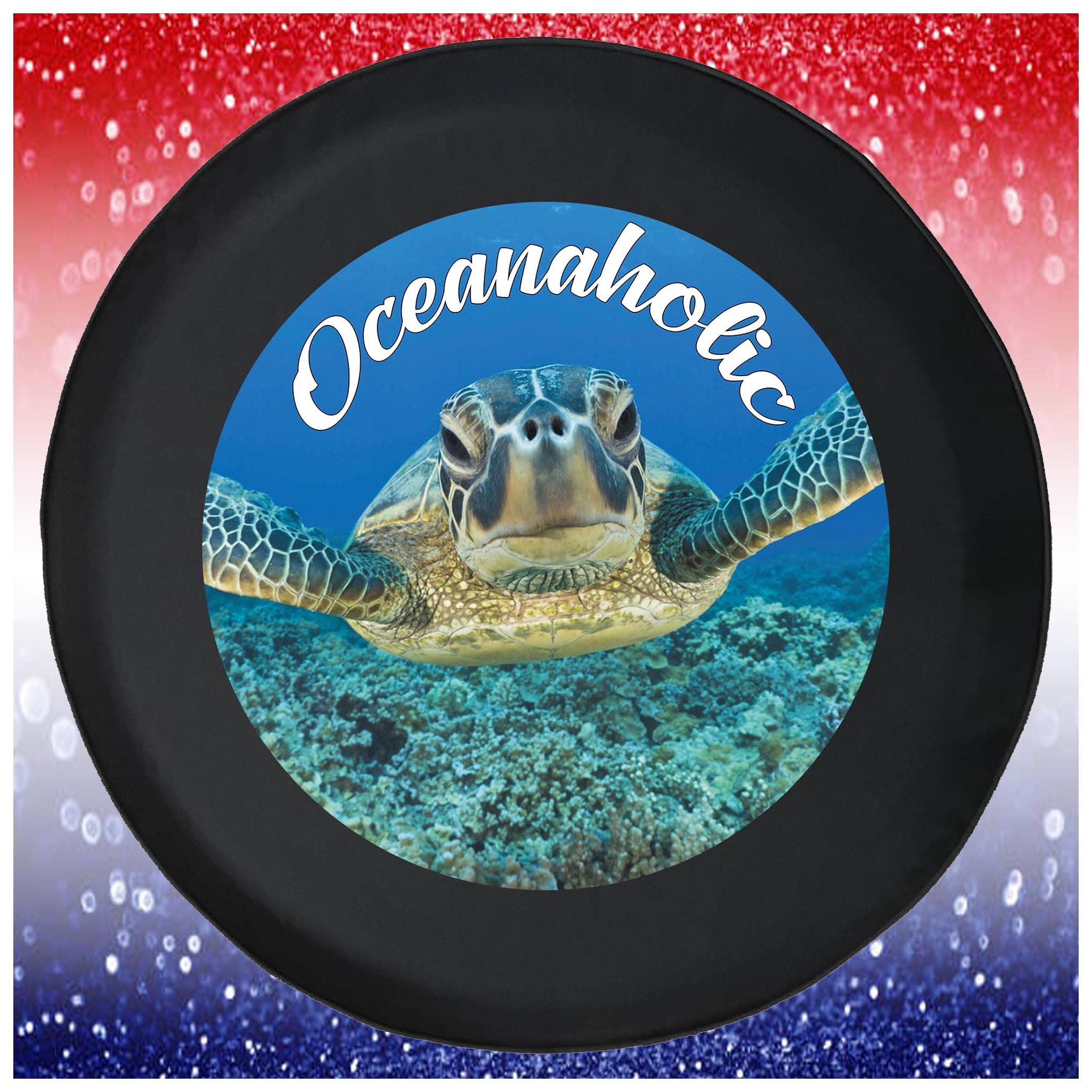 30 Inch Sea Turtle Selfie Black Spare Tire Cover for Trailers, Trucks, SUVs & RVs - Waterproof & UV Resistant Accessory for Camping, Road Trips & Outdoor Adventures