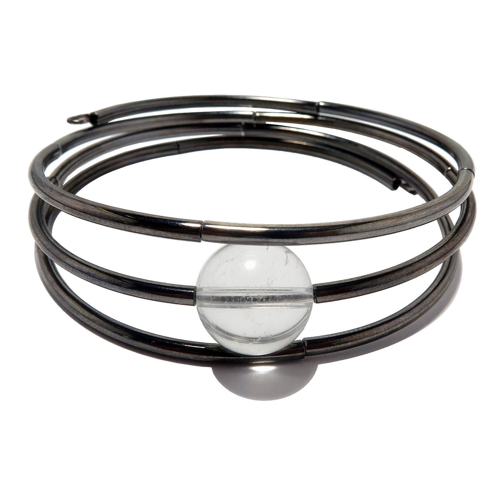 Clear Quartz Bracelet with Crystal Ball - Memory Wrap Coil for Women | Healing Crystal Jewelry for Meditation, Yoga & Positive Energy