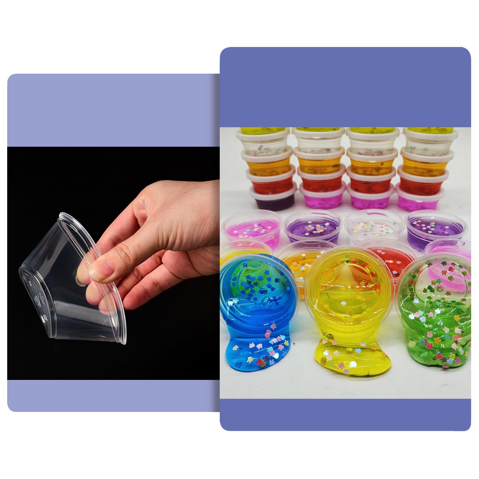 ZOFORTY 100 Pack 4 oz Plastic Slime Containers with Lids - Small Clear Storage Jars for DIY Slime, Foam Balls, Crafts, Beads & Glitter - Perfect for Kids Art Projects, Classroom Supplies & Party Favors