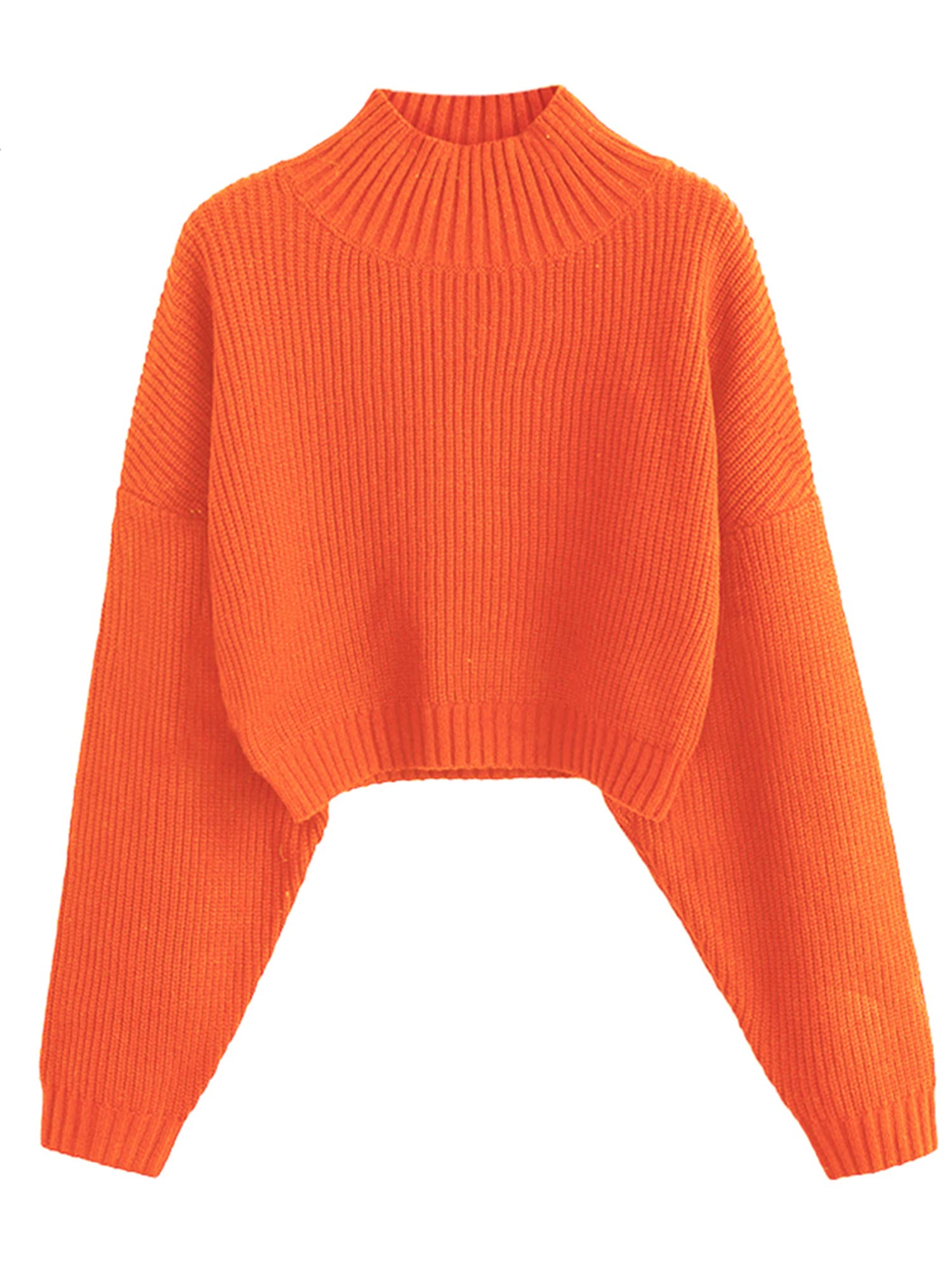 ZAFUL Women's Cropped Turtleneck Sweater - Lantern Sleeve Ribbed Knit Pullover Jumper for Fall & Winter | Casual Outfits, Office Wear, Date Night Fashion